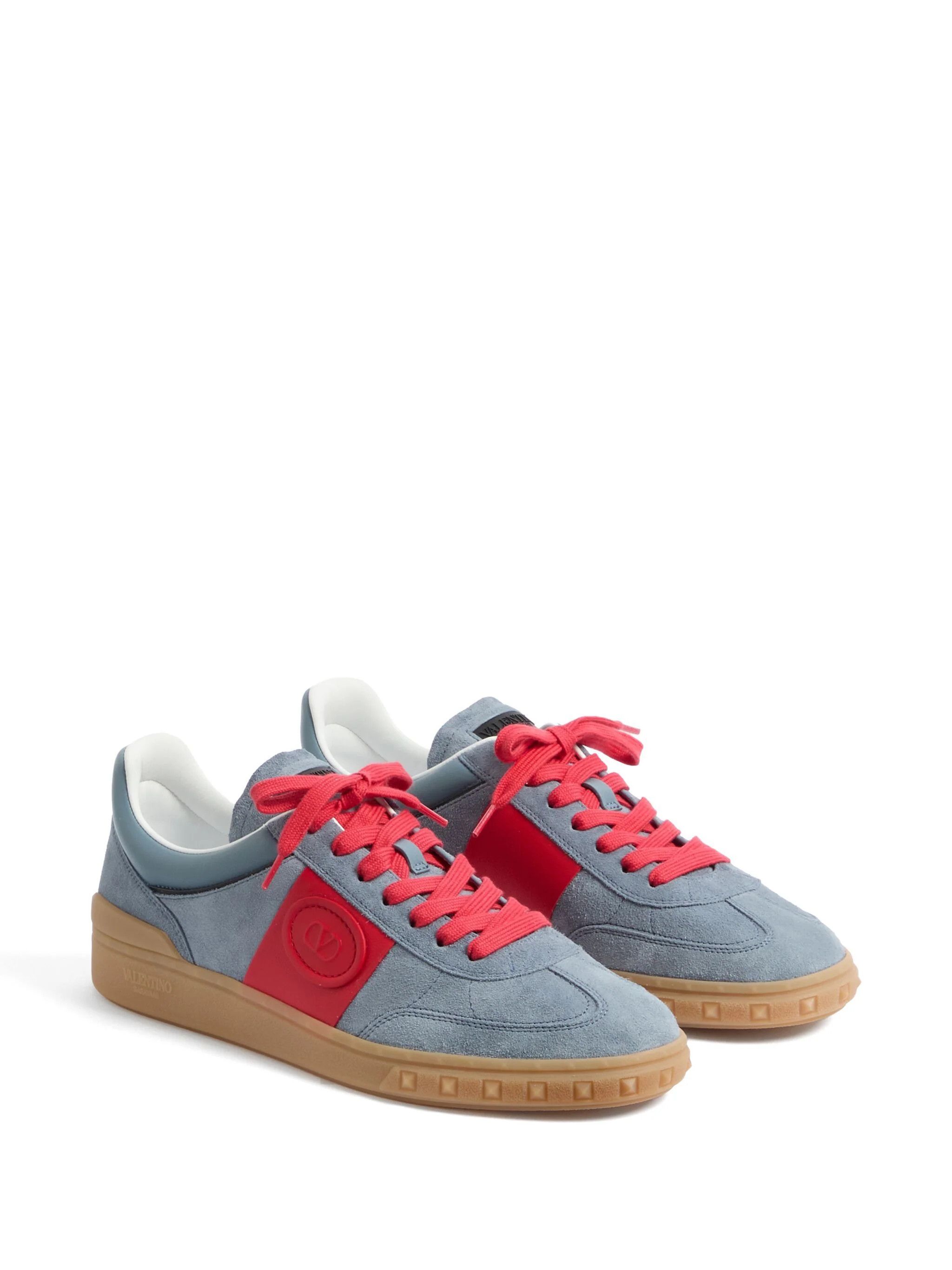 Valentino o1s22i1n1224 Suede Leather Low-Top Sneakers in Blue Red Size US 10 / EU 43 - 2 Thumbnail