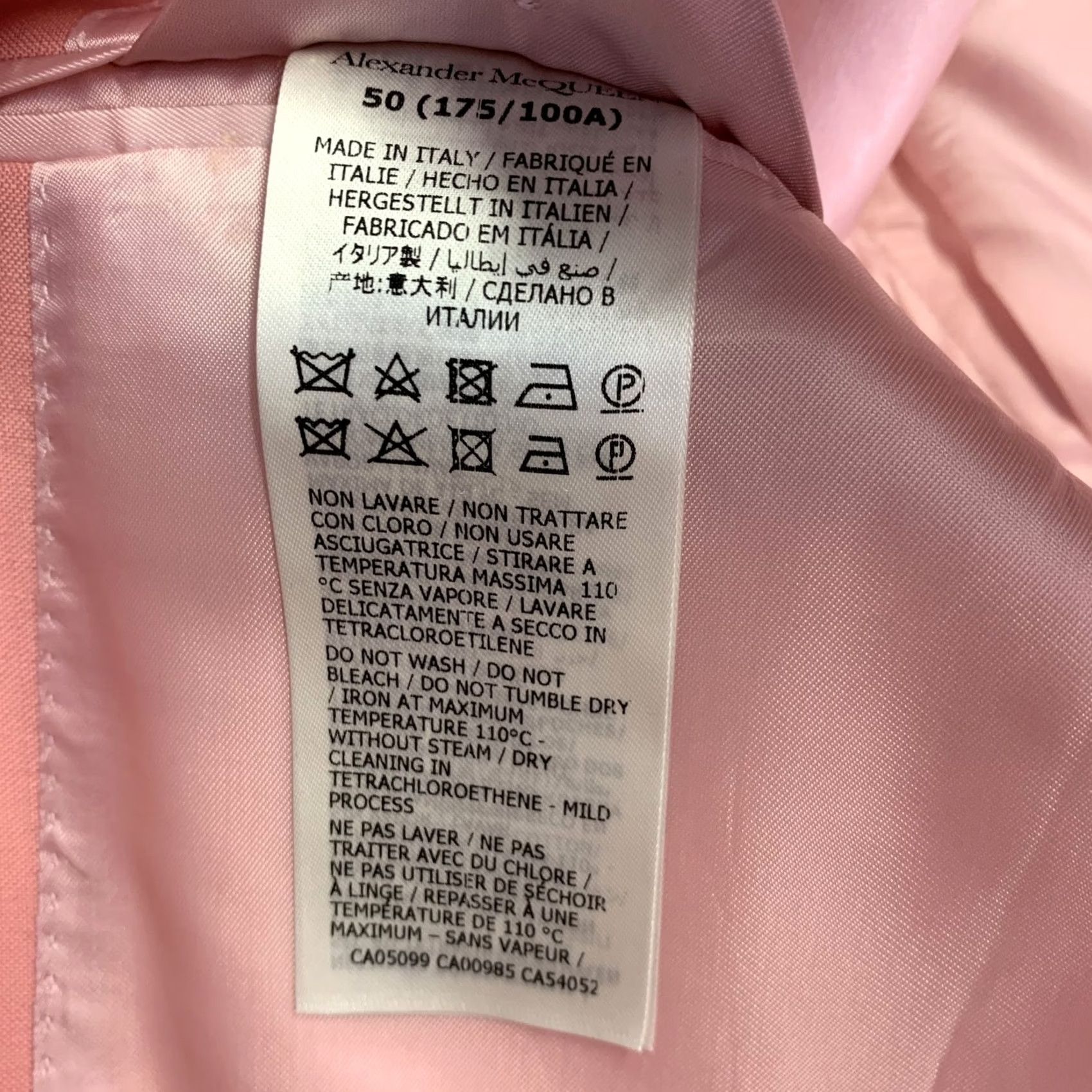 Alexander McQueen Alexander McQueen Size 40 Pink Wool Mohair Slim Fit Single Breasted Sport Coat Size US XXS / EU 40 - 7 Thumbnail