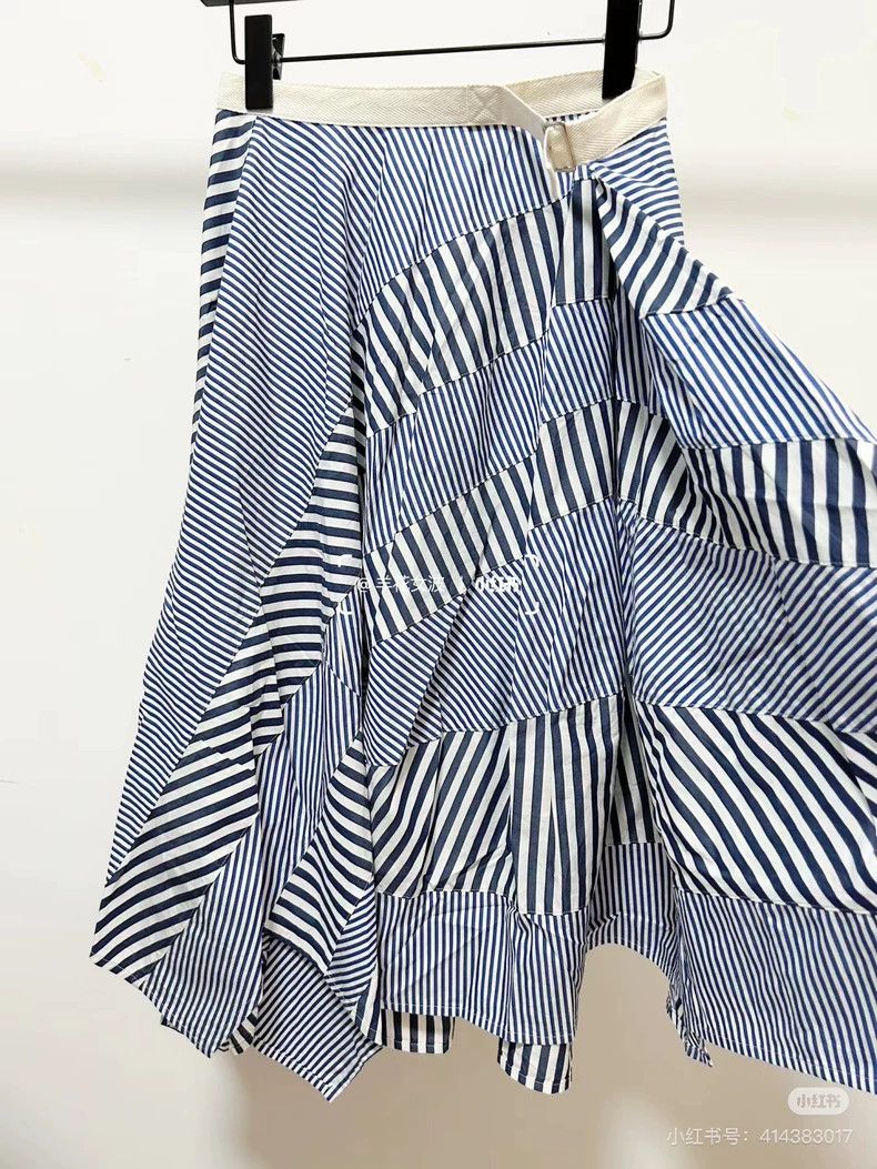 Comme des Garcons Comme Des Garcons size S Irregular blue and white striped Size 24" / US 00 / IT 34 - 4 Thumbnail