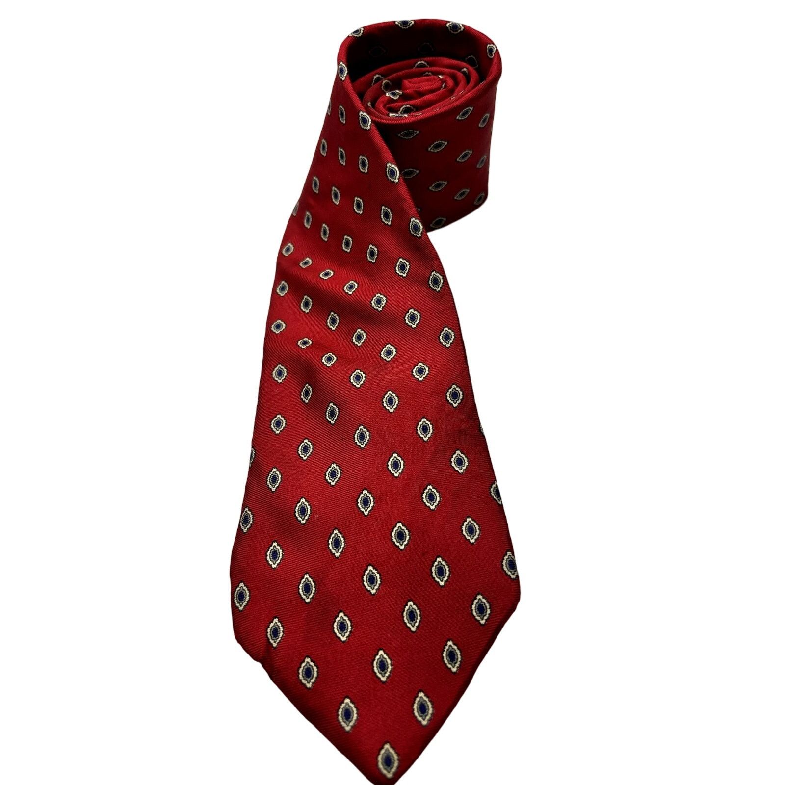 Christian Dior Monsieur CHRISTIAN DIOR Mens Hand-Made 100% Silk Red Pattern Neck Tie Size ONE SIZE - 1 Thumbnail