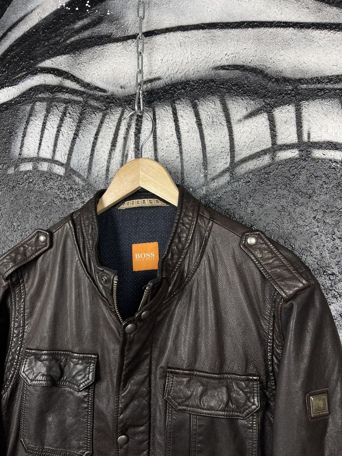 Hugo Boss Hugo Boss Orange Utility Leather Jacket Men’s Size 52 Size US L / EU 52-54 / 3 - 4 Thumbnail