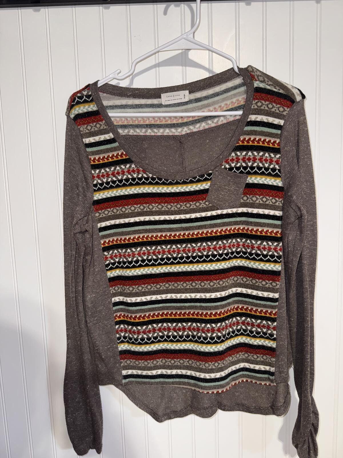 Other Love Tree Mixed Pattern Fair Isle Knit Pocket Sweater Top L Size L / US 10 / IT 46 - 1 Thumbnail