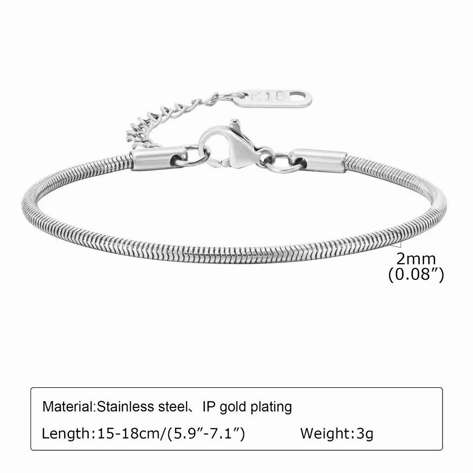 Other Chic 2mm Round Snake Chain Bracelet Size ONE SIZE - 3 Thumbnail