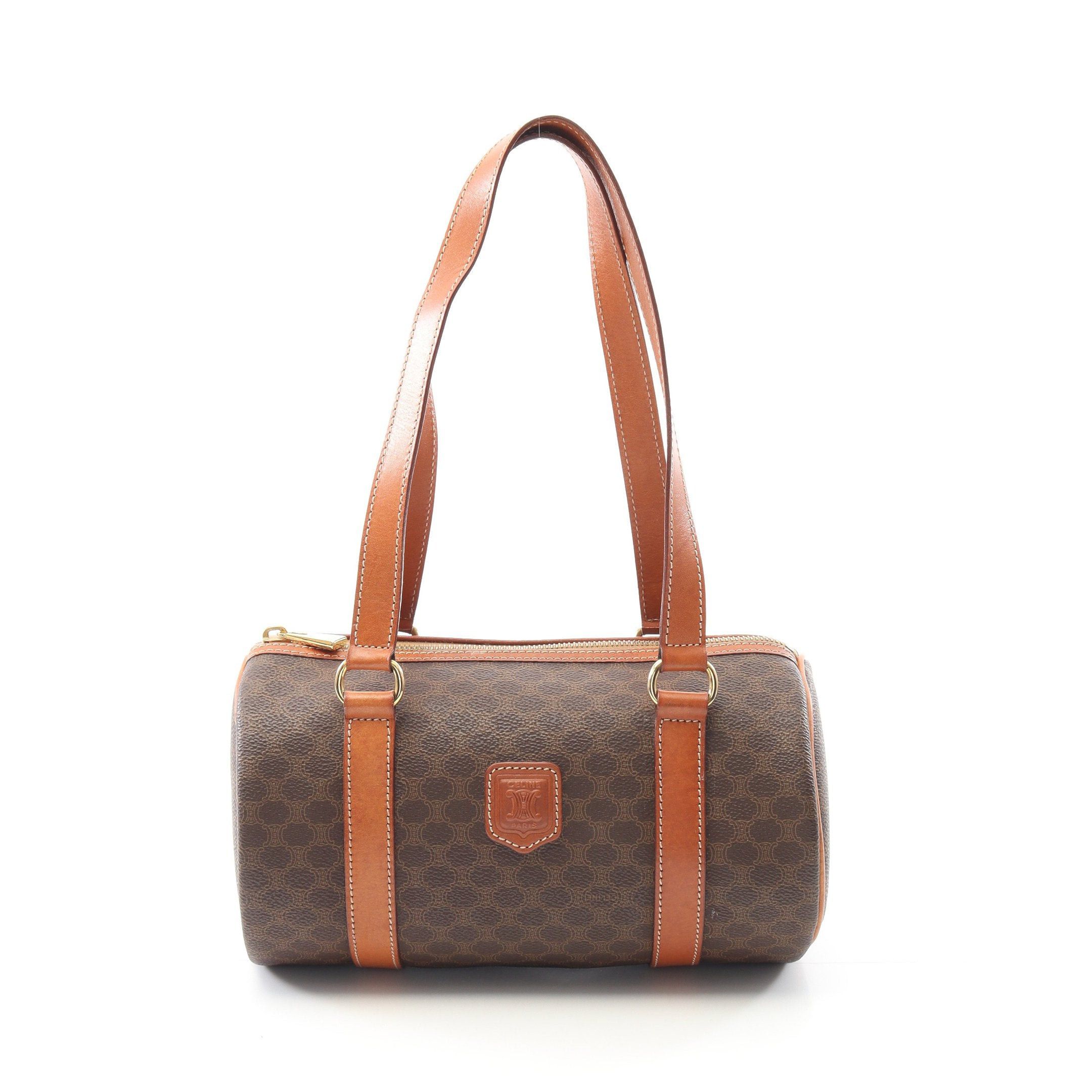 Celine Celine Macadam Mini Boston Bag Leather Dark Brown Size ONE SIZE - 1 Thumbnail