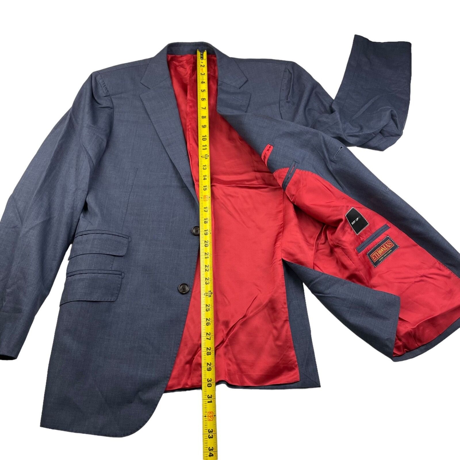 Suitsupply SuitSupply x E.Thomas Men’s 100% Wool 2-Button Blazer Navy B Size 40R - 11 Thumbnail