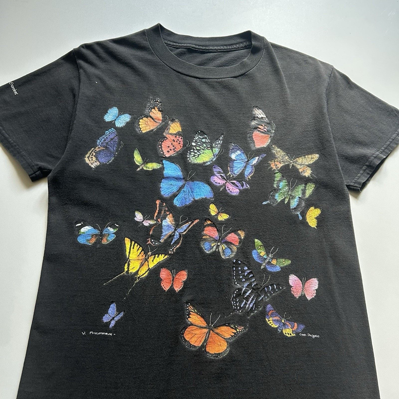 Vintage Vintage 90s Butterfly Nature Art T Shirt Small Faded Black Size US S / EU 44-46 / 1 - 2 Thumbnail