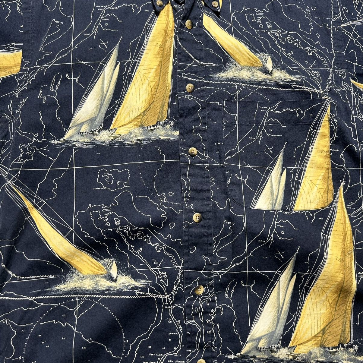Nautica Vintage Nautica Map Monogram Button Up Shirt Size US L / EU 52-54 / 3 - 3 Thumbnail