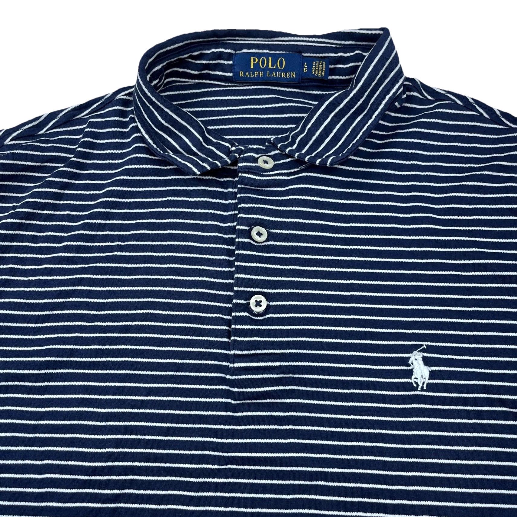 Polo Ralph Lauren Ralph Lauren Polo Shirt Men Large Blue White Striped Golf Size US L / EU 52-54 / 3 - 2 Thumbnail