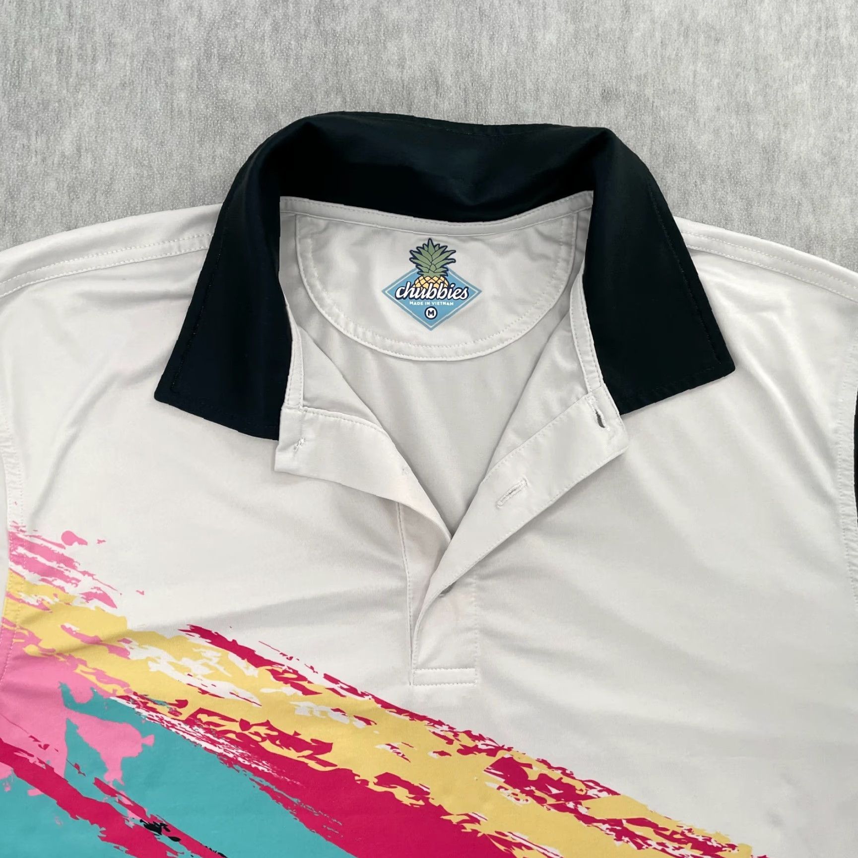 Chubbies Chubbies Shirt Polo Performance Short Sleeve White Medium Adult Mens M Stretch Size US M / EU 48-50 / 2 - 3 Thumbnail