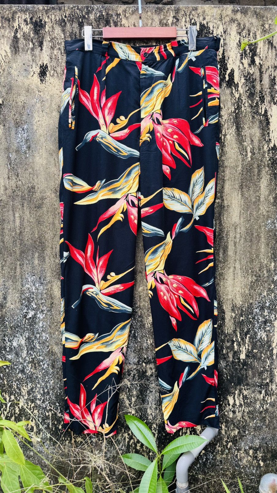 Yohji Yamamoto Pour Homme SS97 Floral Rayon Pleated Trousers