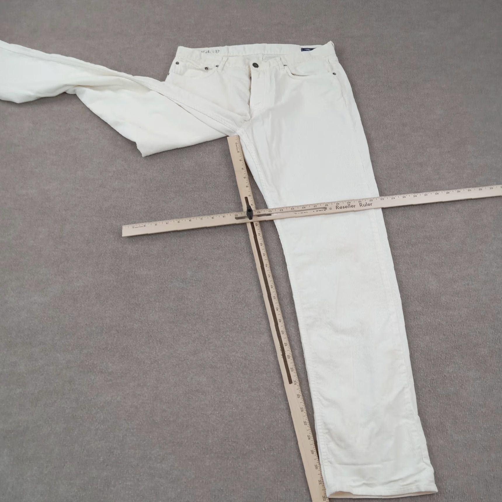 Vintage Oobe Mens Corduroy Pants 34x32 Extra Large Beige Straight Stretch Flat Front Size US 34 / EU 50 - 2 Thumbnail