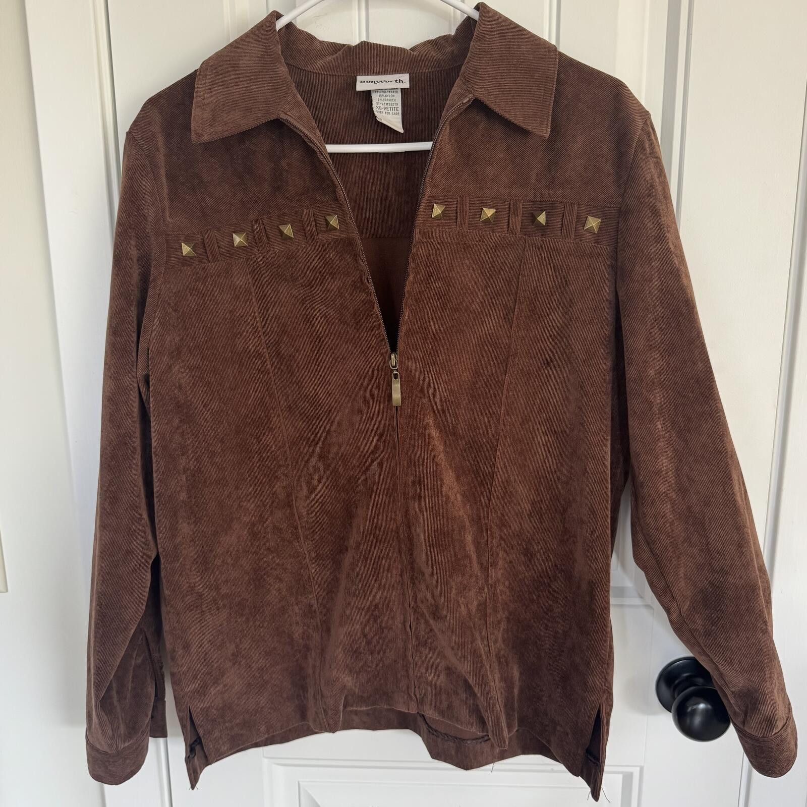 Other BonWorth Stud Brown Corduroy Zip-Up Jacket-XS-P Size XS / US 0-2 / IT 36-38 - 1 Thumbnail