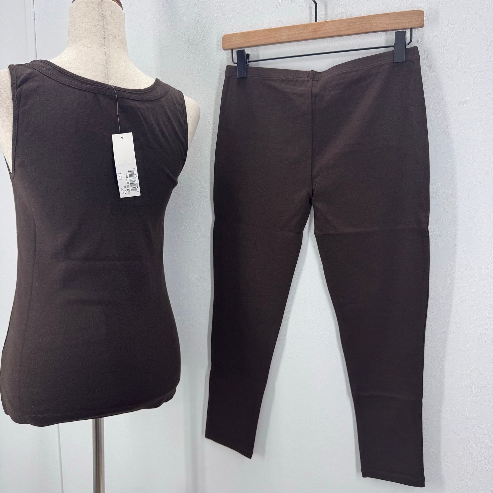 Vass NWT Joan Vass Mesh Tank & Legging SET Brown Casual Lounge Size 27" / US 4 / IT 40 - 3 Thumbnail