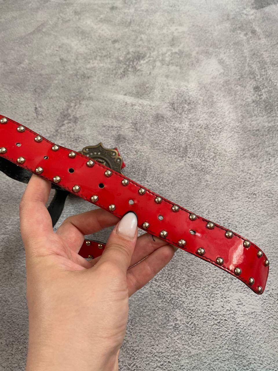 Vintage Vintage Red Rose Studded Belt Size 28 - 5 Thumbnail