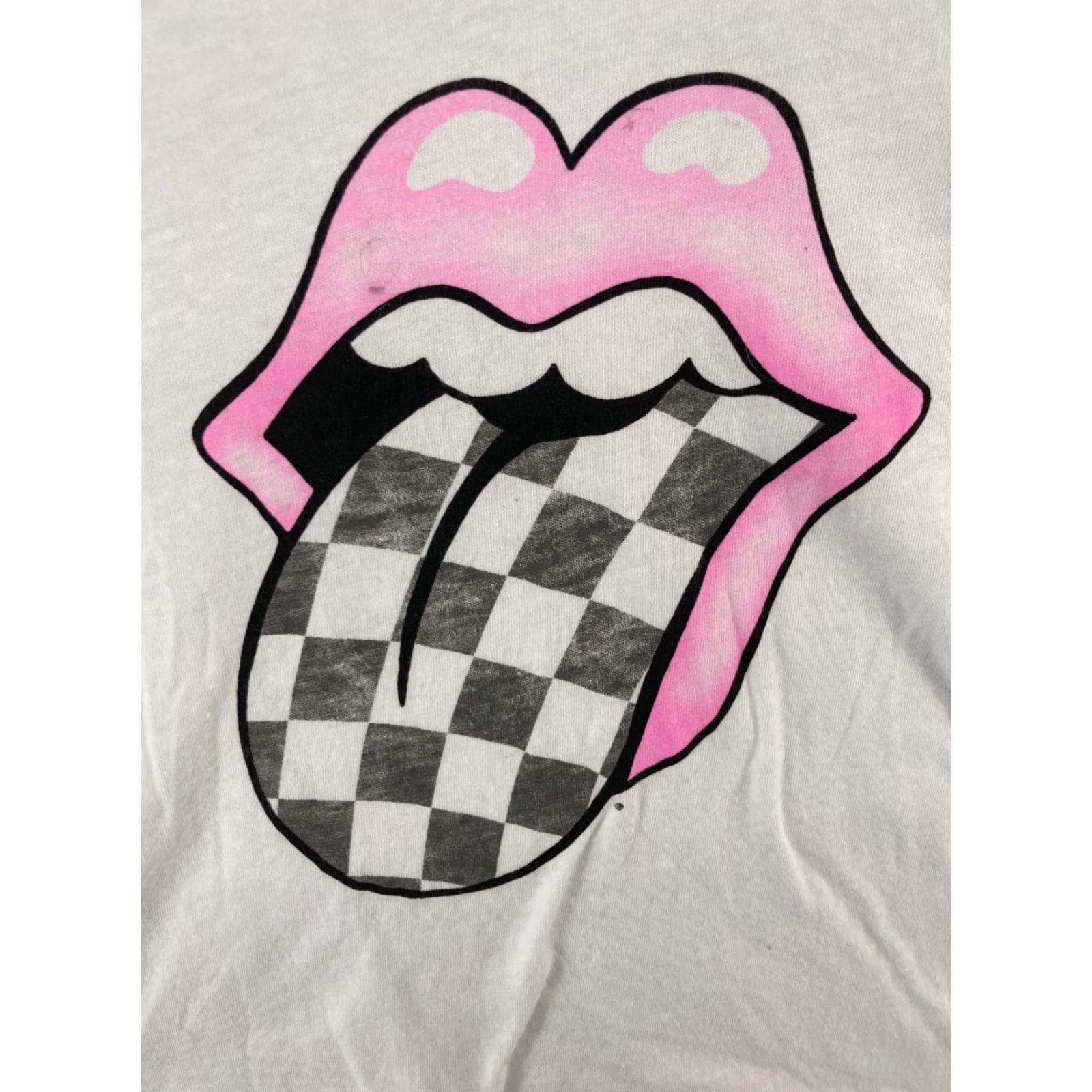 Vintage The Rolling Stones Graphic Print Cropped T-Shirt Womens XS White 80s Rock Size XS / US 0-2 / IT 36-38 - 4 Thumbnail