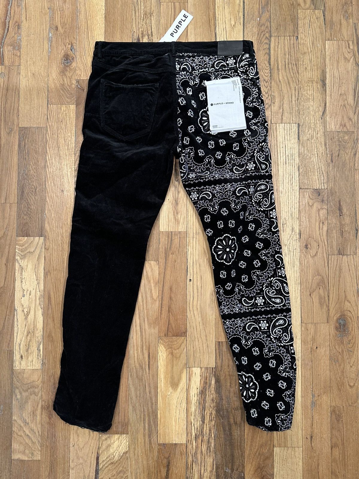 Purple Brand Purple Brand White Paisley Black Split Corduroy Jeans Sz 36 Size US 36 / EU 52 - 2 Thumbnail