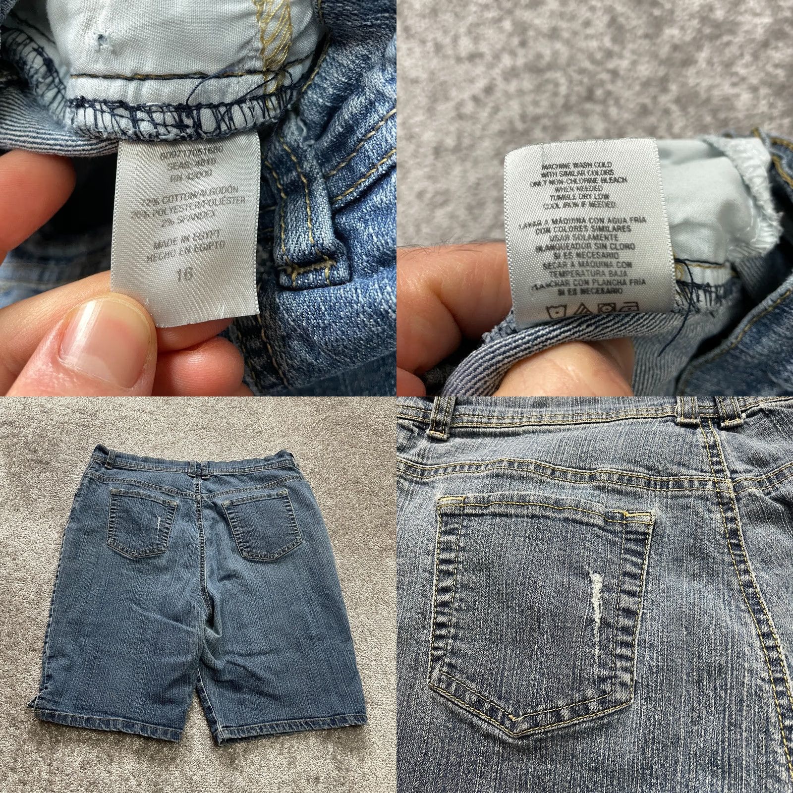 Basic Editions Basic Editions Shorts Womens 16 Blue Denim Dark Wash Jean High Rise 10" Inseam Size 38" / US 16 / IT 52 - 8 Thumbnail