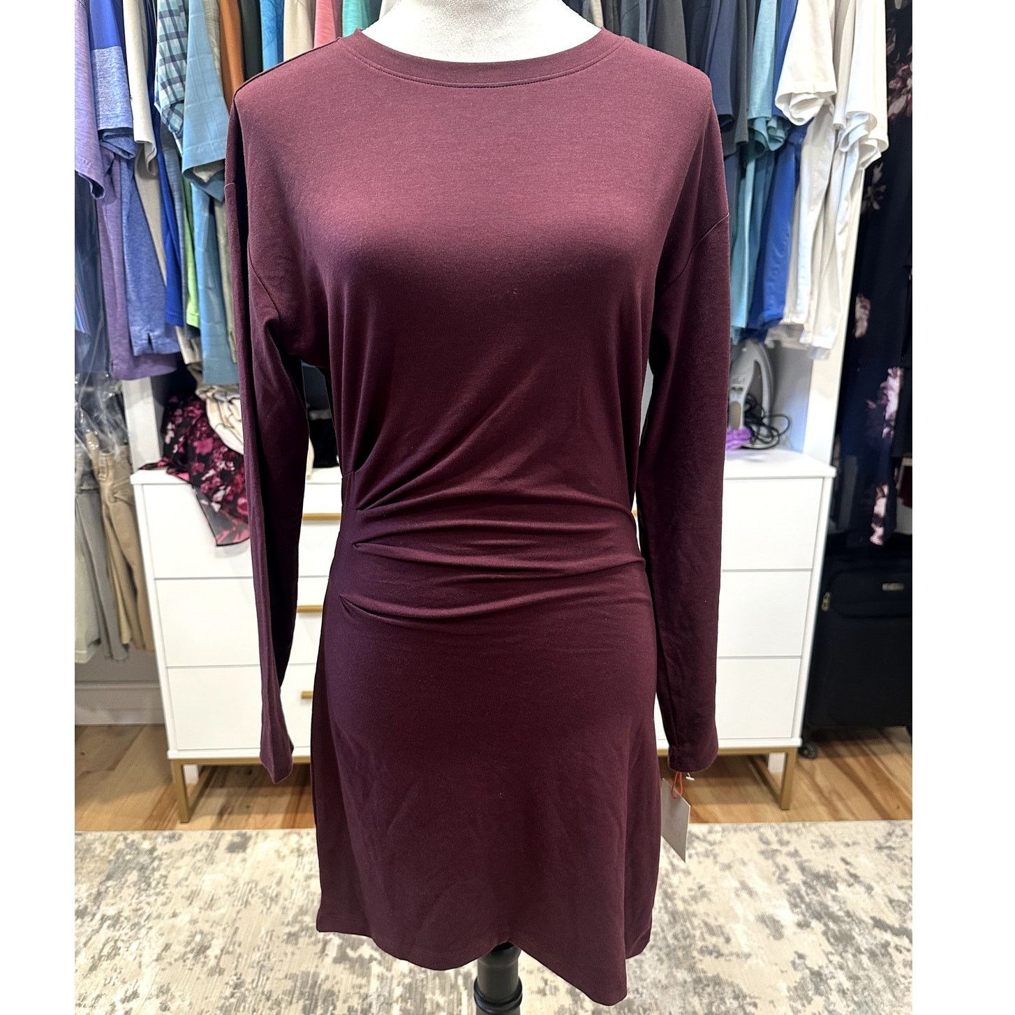 Other Open Edit Women's Plumb Purple Ruched Side Mini Dress S NWT Size S / US 4 / IT 40 - 2 Thumbnail