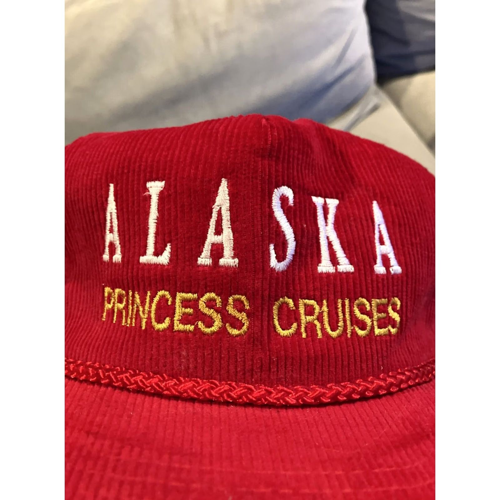 Roper VINTAGE Cameo Princess Cruises Alaska Corduroy Rope Trucker SNAPBACK Hat SNAPBACK Red Adjustment Adjustable Hat Womens Mens Size ONE SIZE - 2 Thumbnail