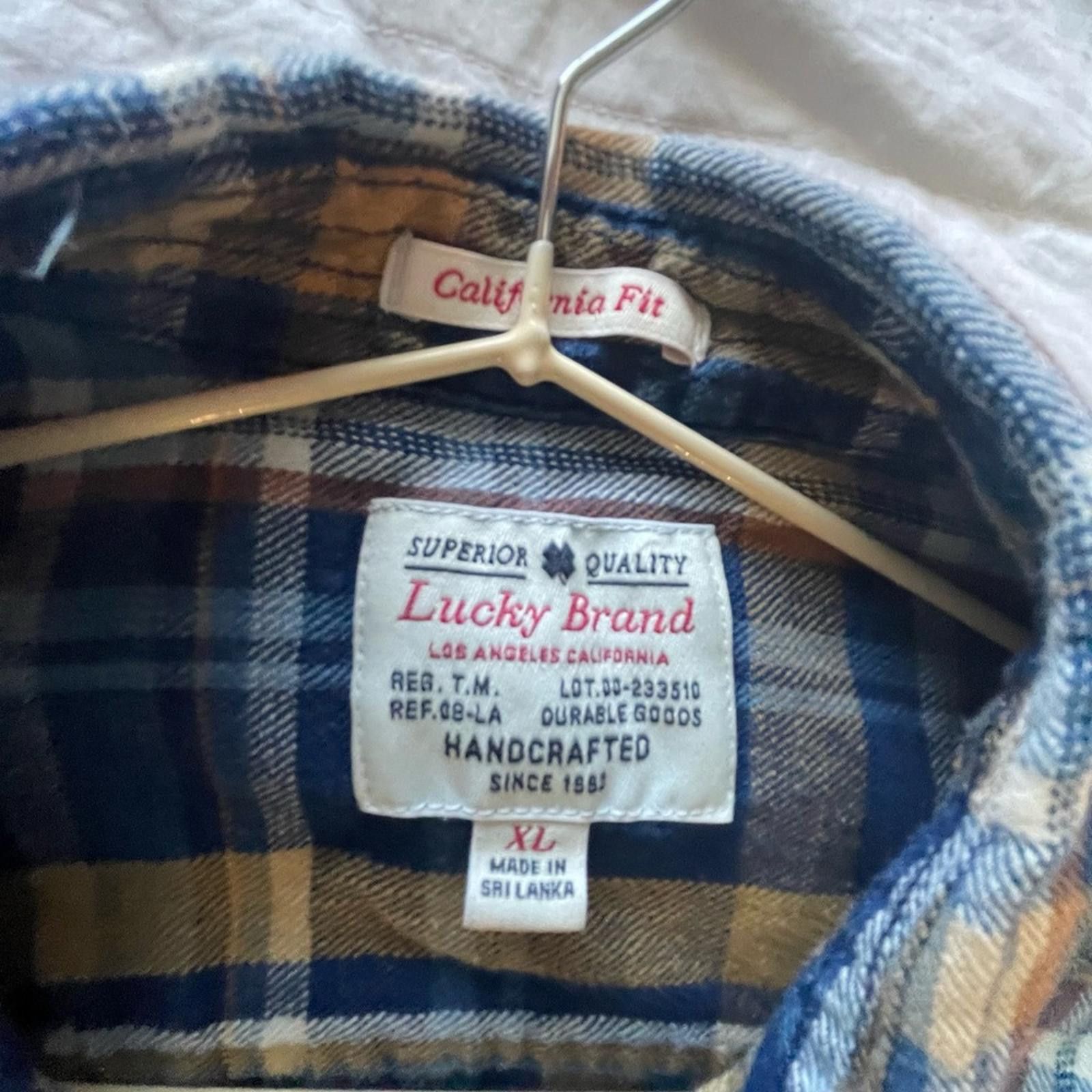 Lucky Brand Lucky Brand Navy and Mustard Plaid Shirt Size US XL / EU 56 / 4 - 2 Thumbnail
