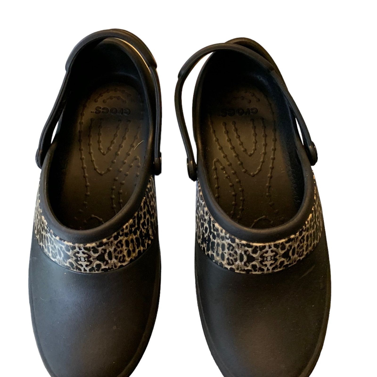 Crocs Crocs Women's Size 6 Clog Black Leopard Print Design Sandal Size US 6 / IT 36 - 2 Thumbnail