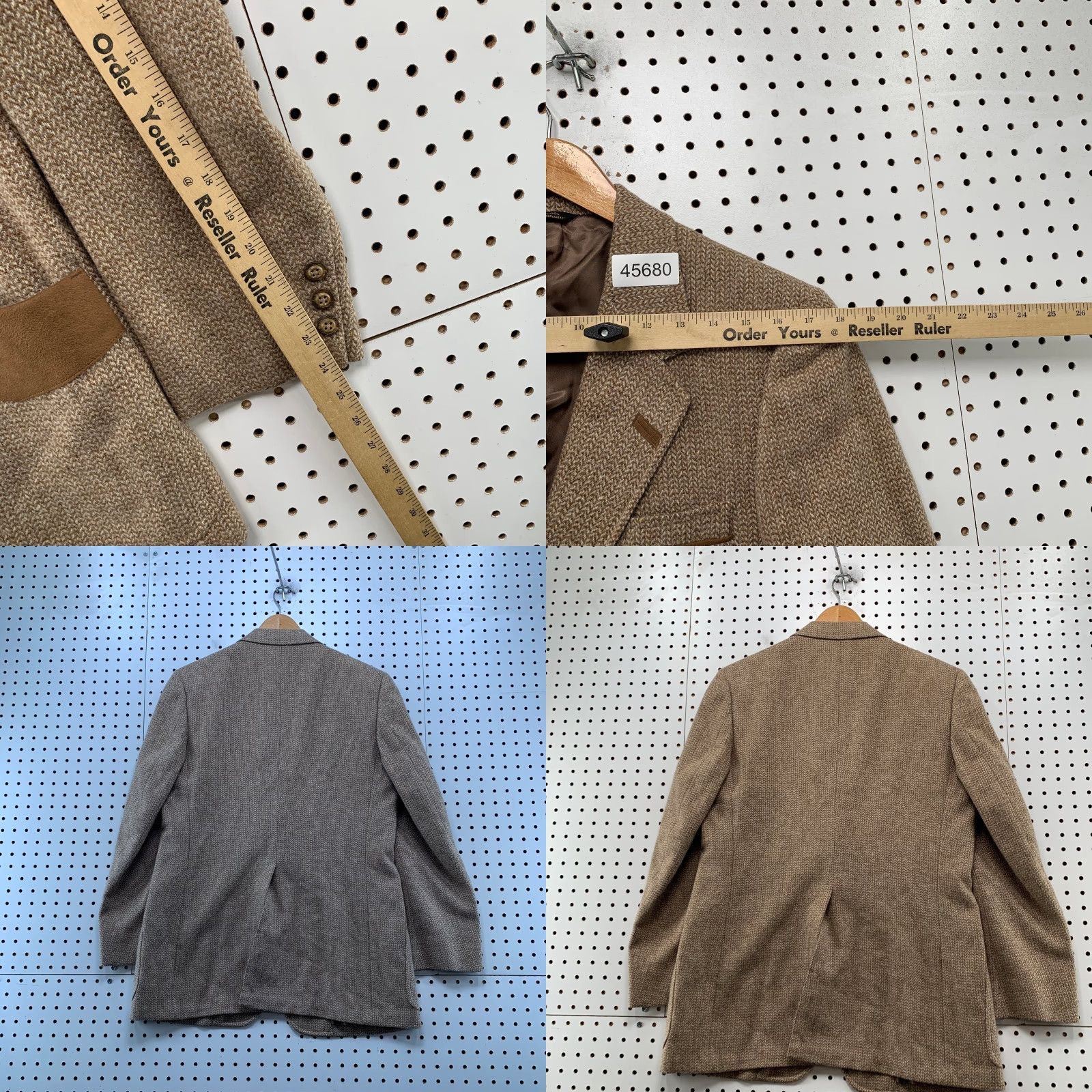 Vintage VINTAGE Whitehouse & Hardy Blazer Mens 38 Tweed Wool Brown USA Leather Pocket Flap 60s 70s Size 38R - 9 Thumbnail