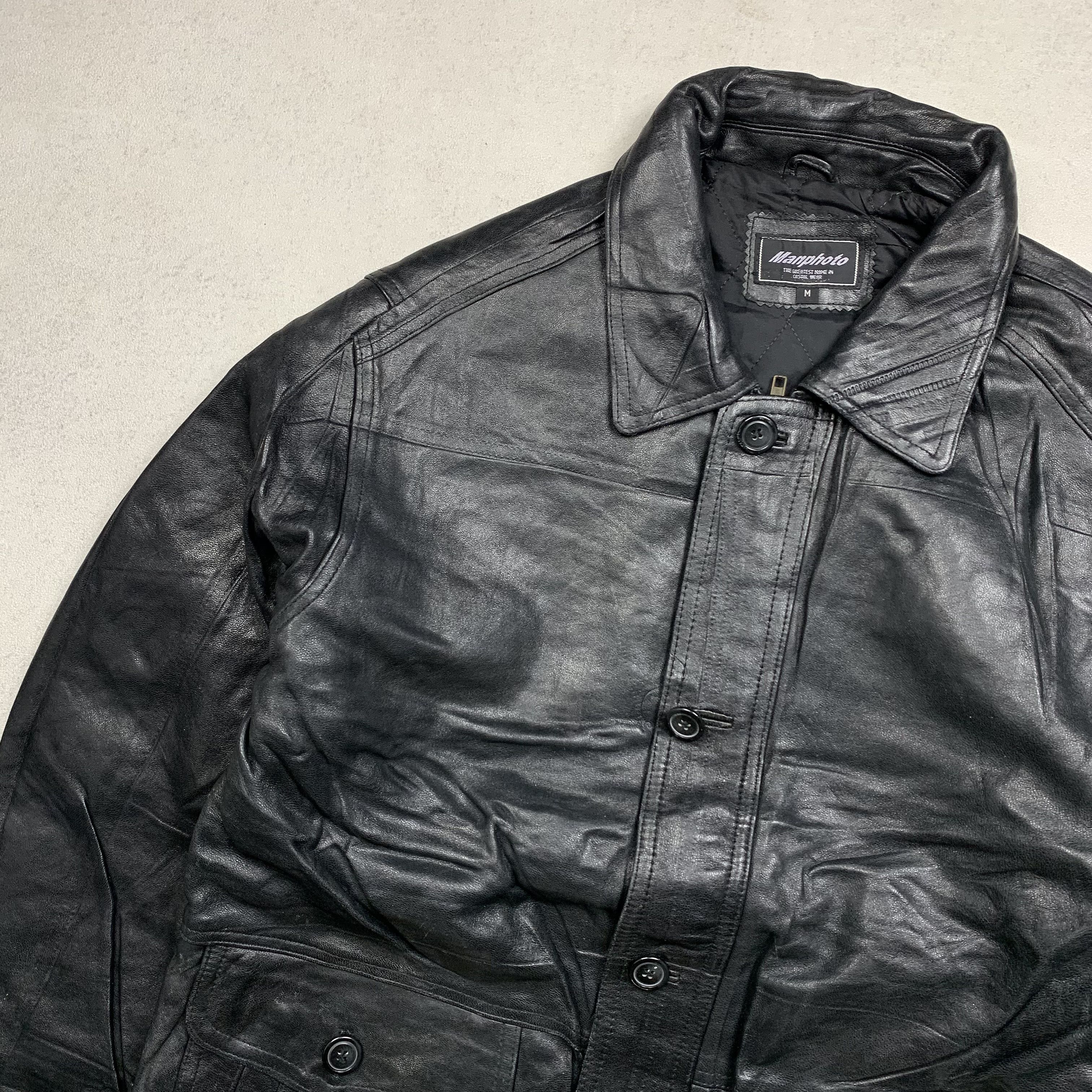 Genuine Leather Vintage Genuine Real Leather Coat Jacket High Quality Rock Size US M / EU 48-50 / 2 - 2 Thumbnail