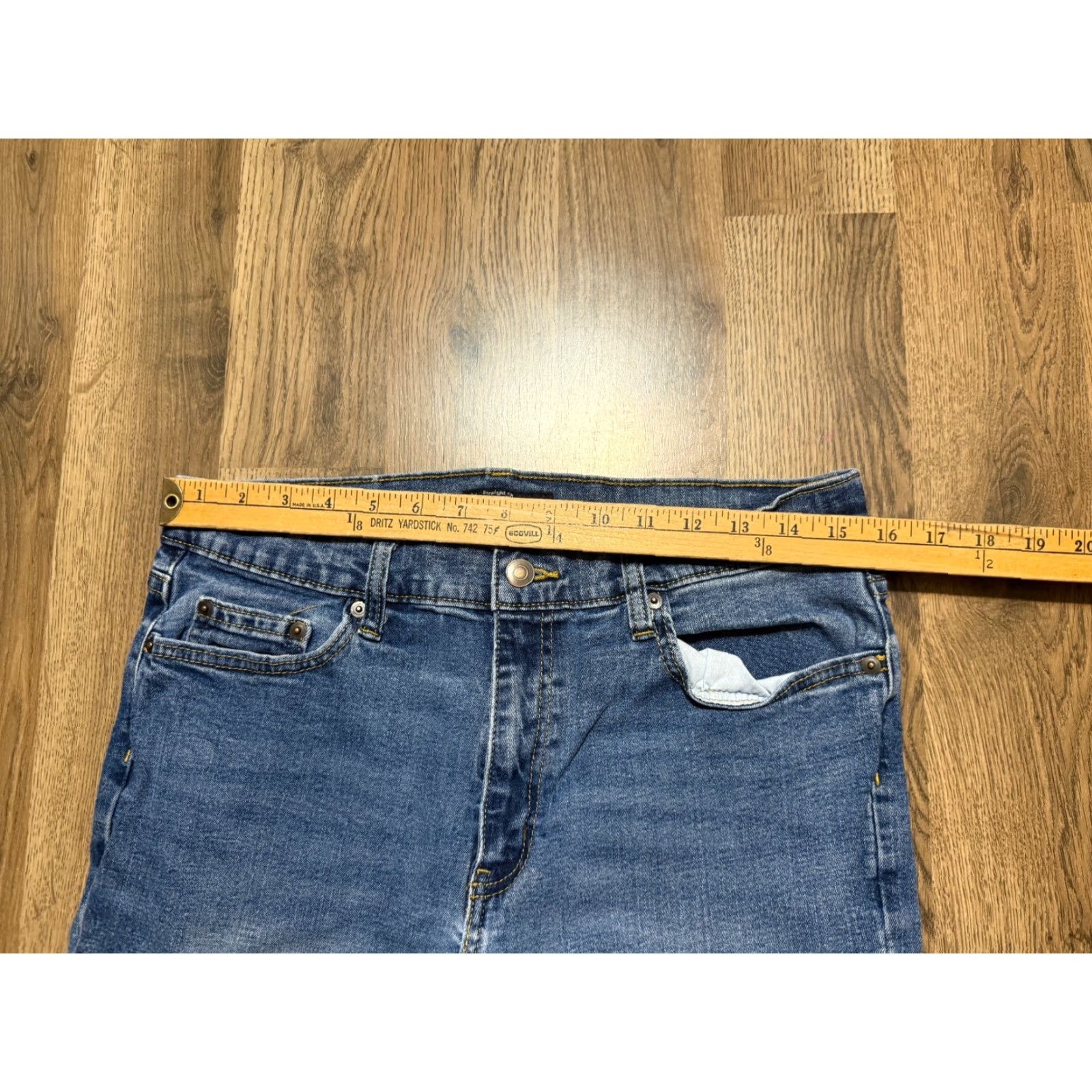 Denime Member's Mark Jeans Mens Size 34x32 Blue Straight Fit Premium Stretch Denim Jeans Size US 34 / EU 50 - 7 Thumbnail
