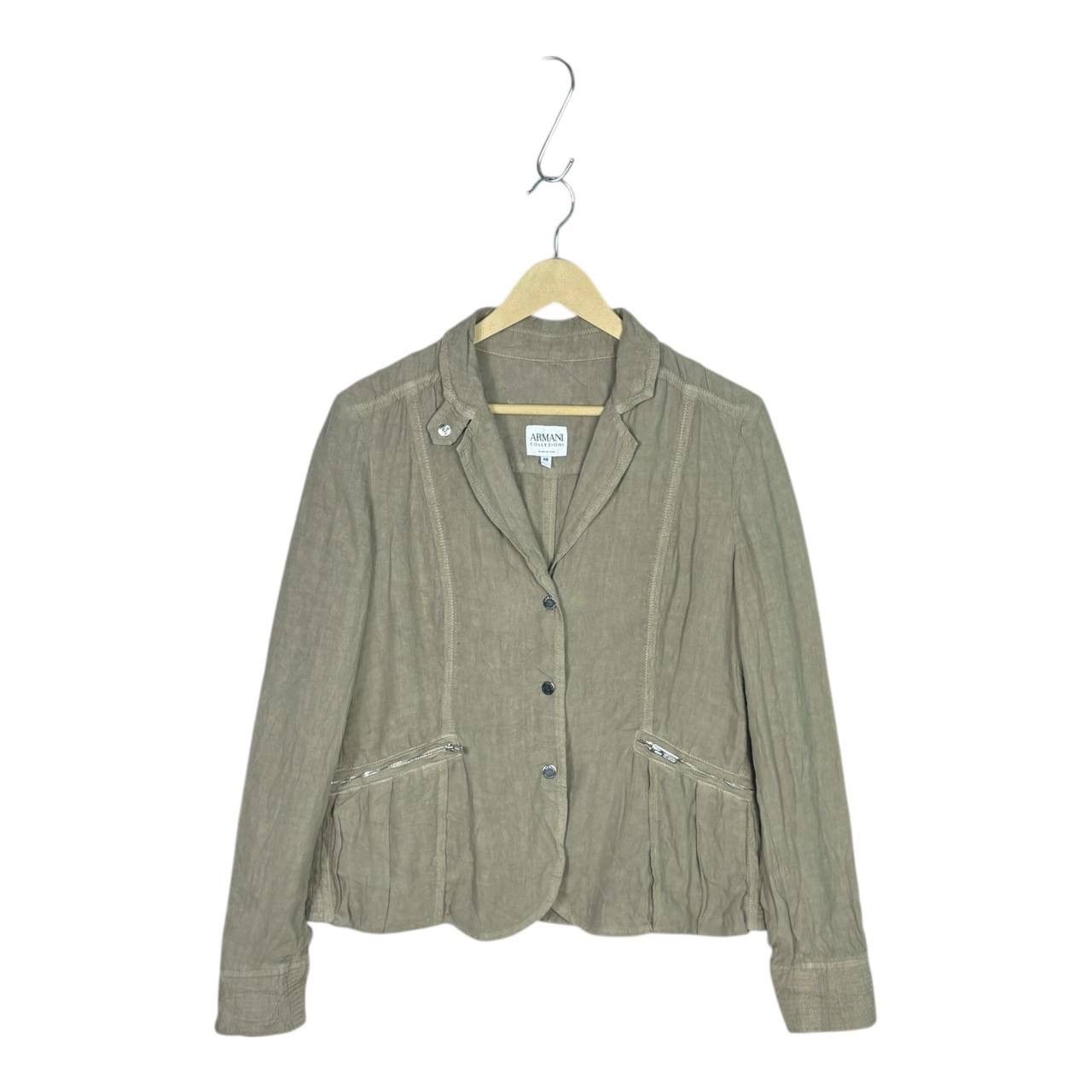 Armani Armani Collezioni 2011 Linen Moto Blazer Jacket 46 Size L / US 10 / IT 46 - 1 Thumbnail