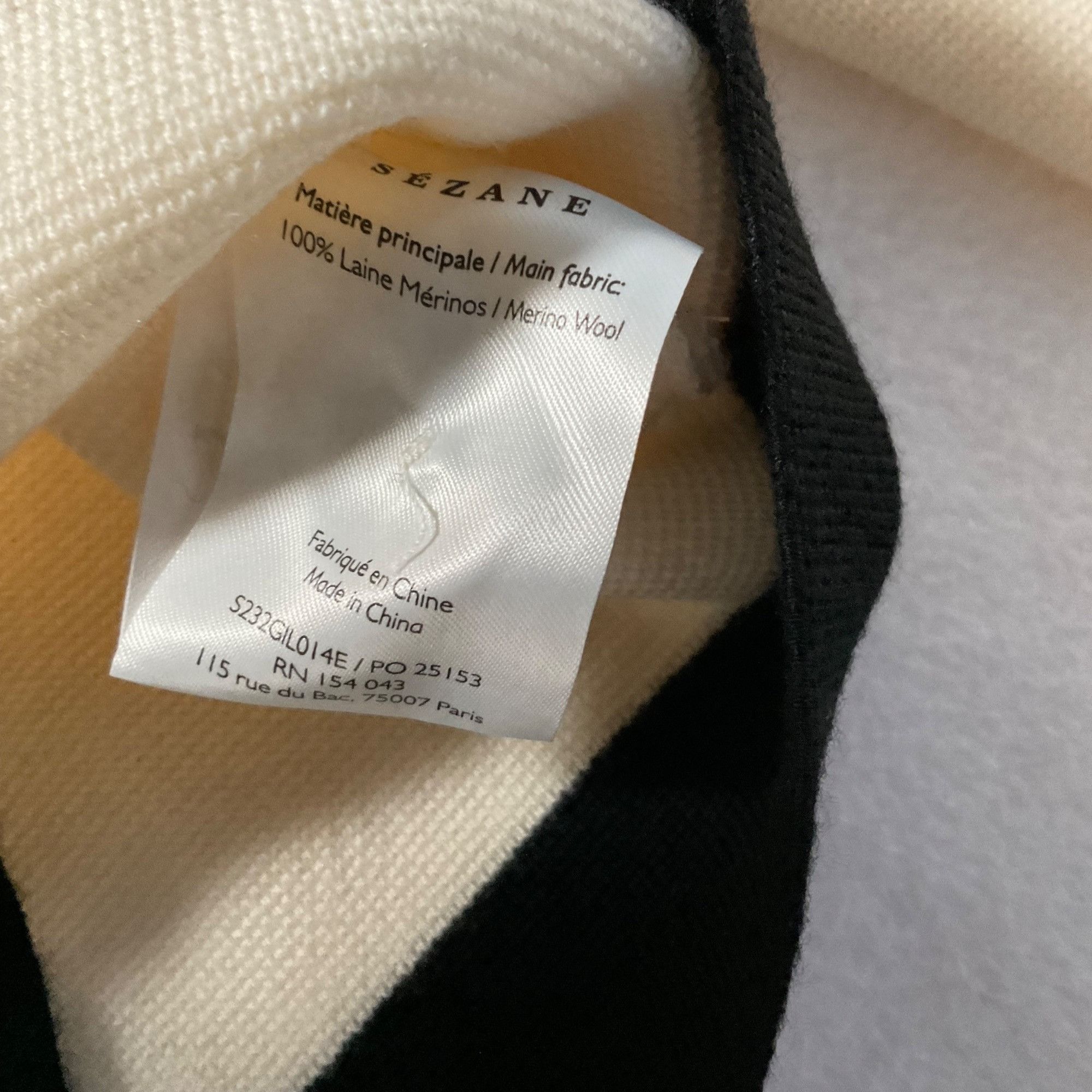 Sezane NWOT Sezane Betty Cardigan sweater In cream white BLACK Wool Size M / US 6-8 / IT 42-44 - 3 Thumbnail