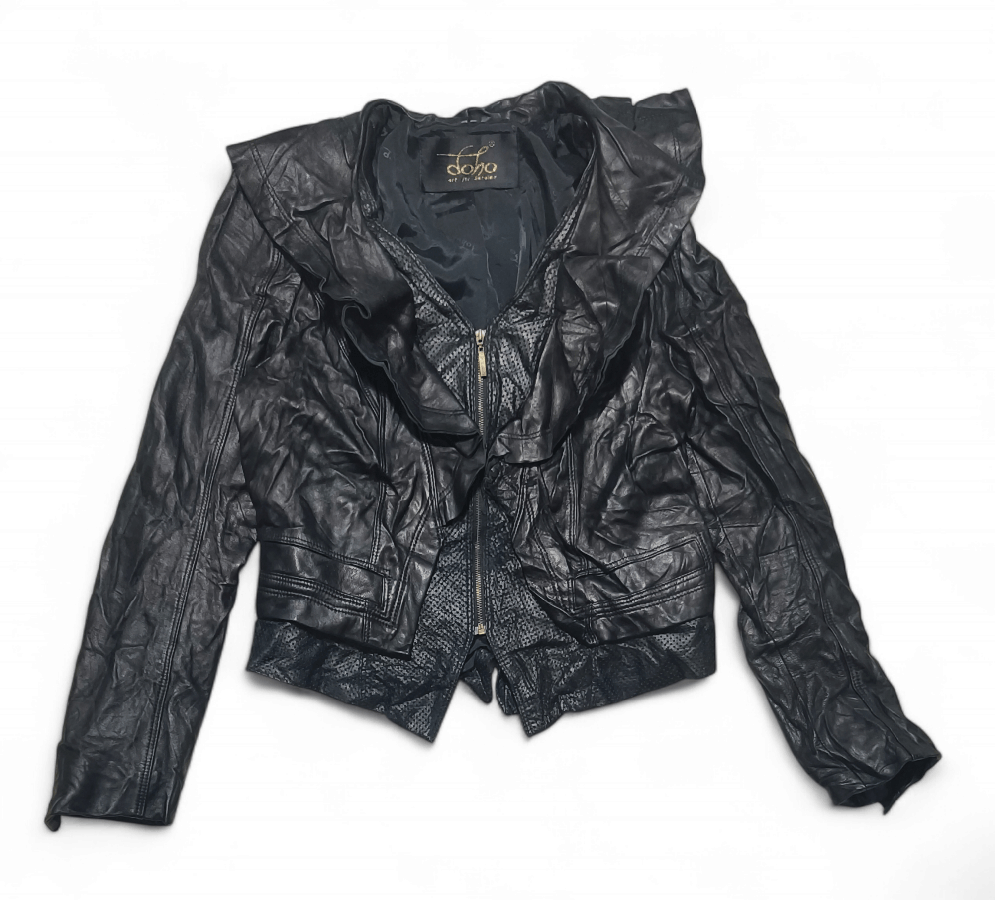 Vintage Vintage Y2K DOHO Women's Sheepskin Crumpled Leather Jacket Size S / US 4 / IT 40 - 1 Thumbnail