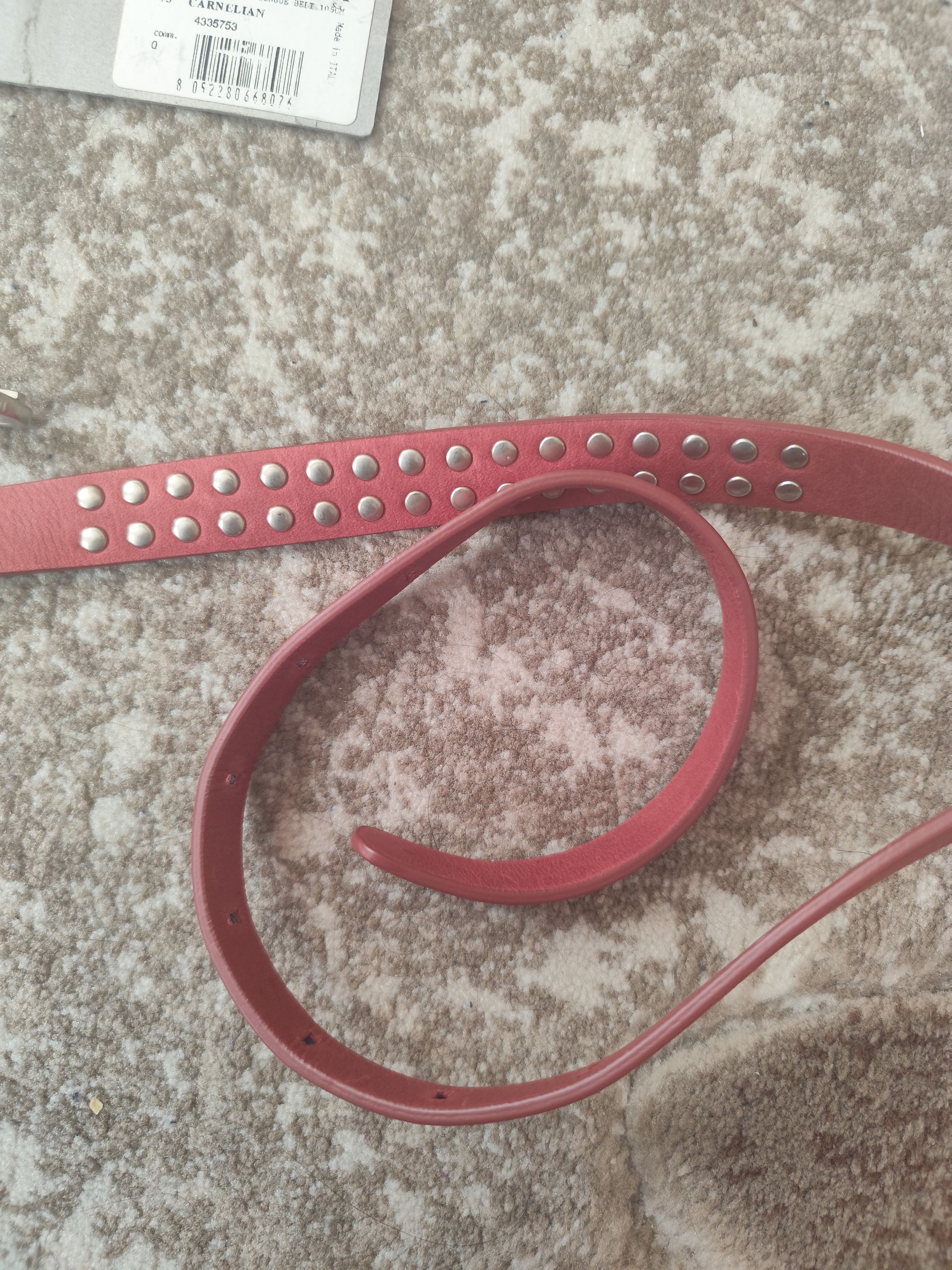 Rick Owens geth chain tongue leather red belt