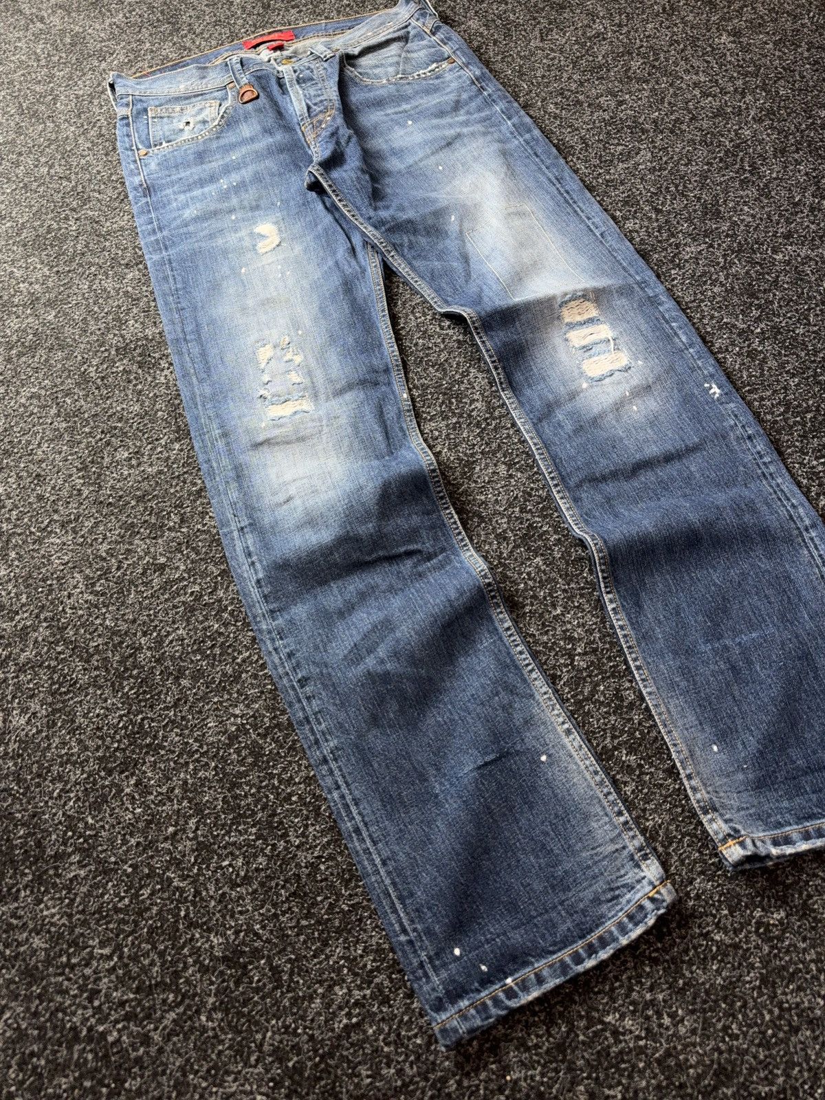 Vintage 00s Retro Japanese Y2K Vntg Grunge Distressed Denim Jeans Size US 32 / EU 48 - 2 Thumbnail