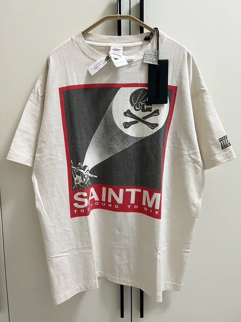 Saint Michael White skull beam printed short sleeves