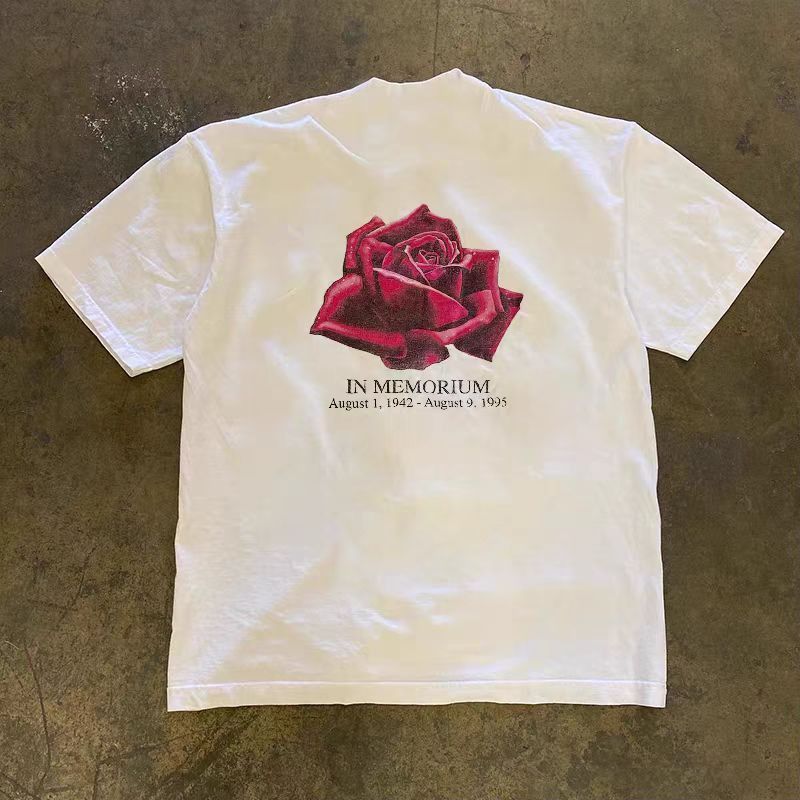 Japanese Brand White rose print vintage cotton t-shirt Size US M / EU 48-50 / 2 - 1 Thumbnail