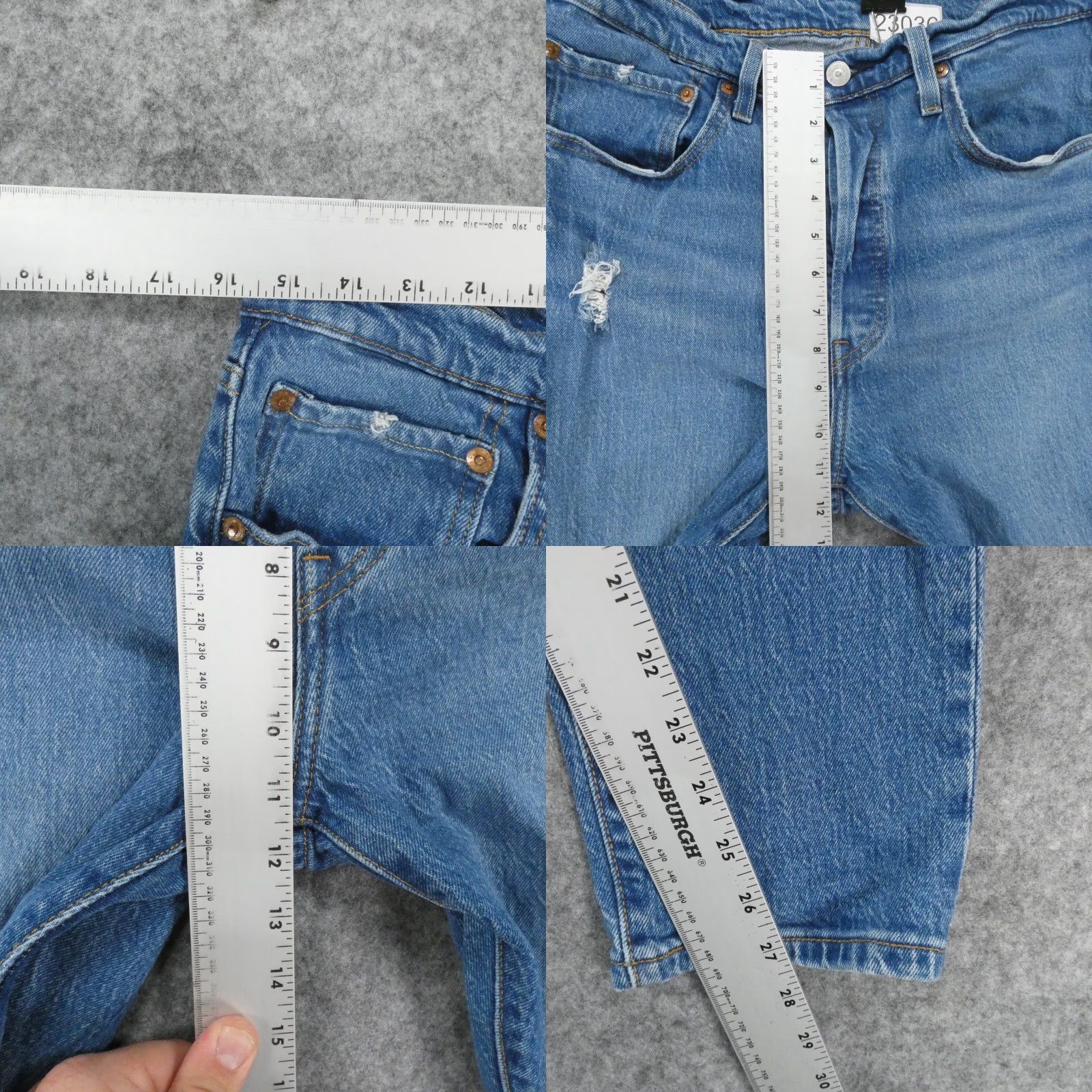 Levi's Levi's 501 Jeans Womens High Rise Straight Light Wash Distressed 31x28 Size 24" / US 00 / IT 34 - 8 Thumbnail