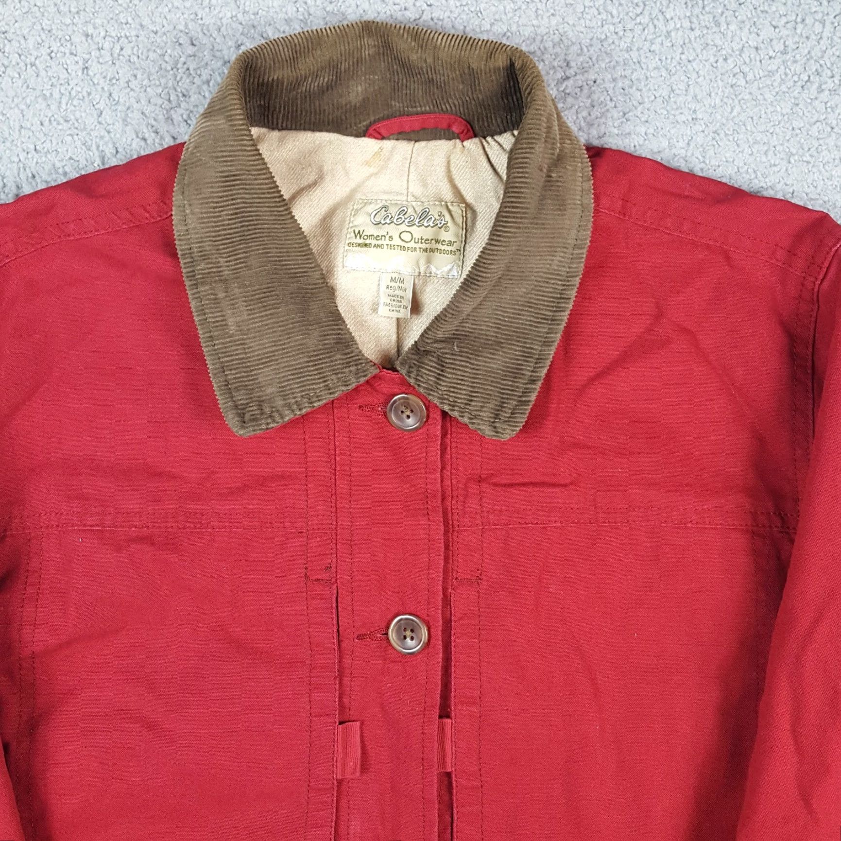 Vintage VINTAGE Cabela's Red Canvas Barn Coat Corduroy Collar Women's M Jacket Women's M Red Canvas Barn Coat Work Jacket VTG Size M / US 6-8 / IT 42-44 - 2 Thumbnail