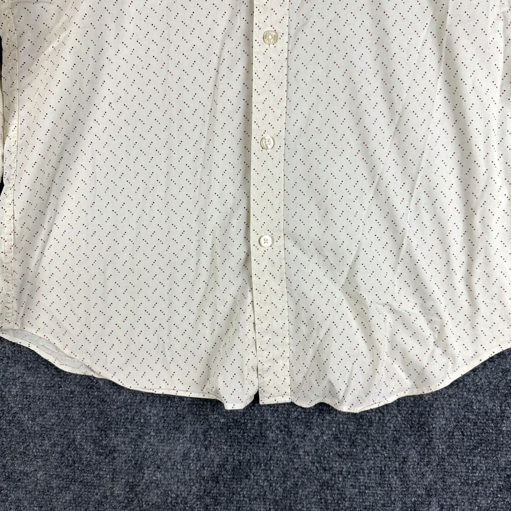 J.Crew J.CREW Shirt Men M Button-Down Cream Cotton Dotted Pocket Long Sleeve Button Up Adult Regular Size M Ivory Geometric Classic Modern Size US M / EU 48-50 / 2 - 2 Thumbnail