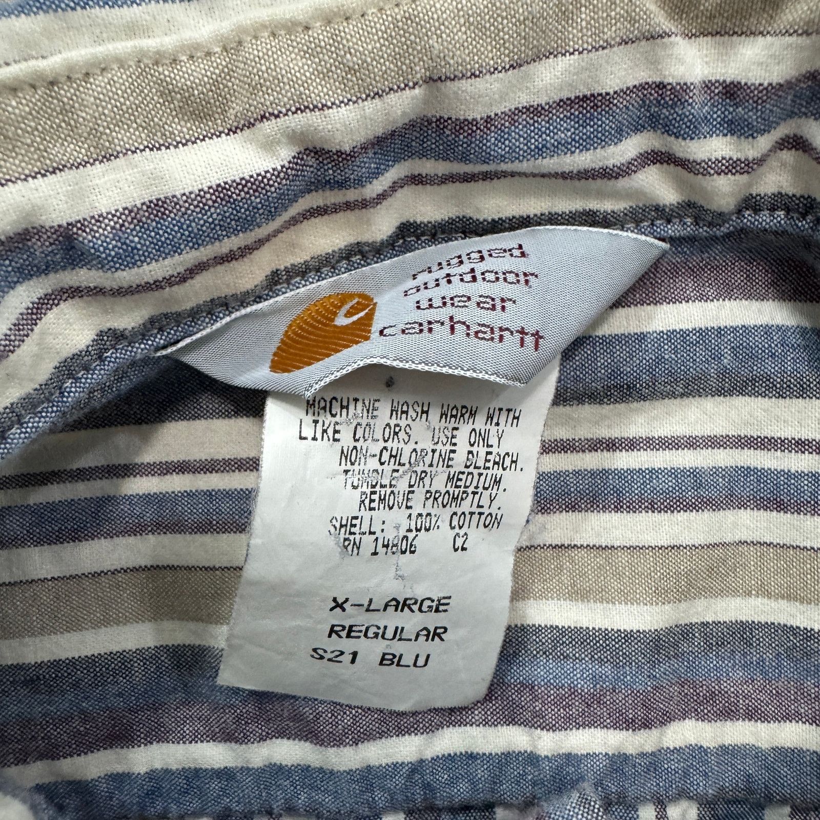 Carhartt Vintage Carhartt Short Sleeve Striped Shirt Men's XL 90s Size US XL / EU 56 / 4 - 5 Thumbnail