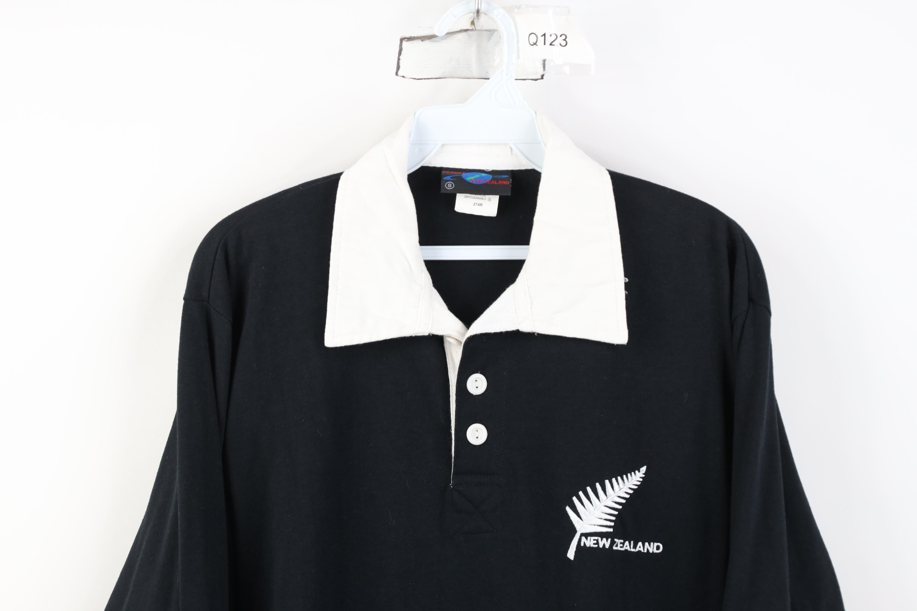Vintage Vintage 90s New Zealand Long Sleeve Rugby Polo Shirt Black Size US S / EU 44-46 / 1 - 2 Thumbnail