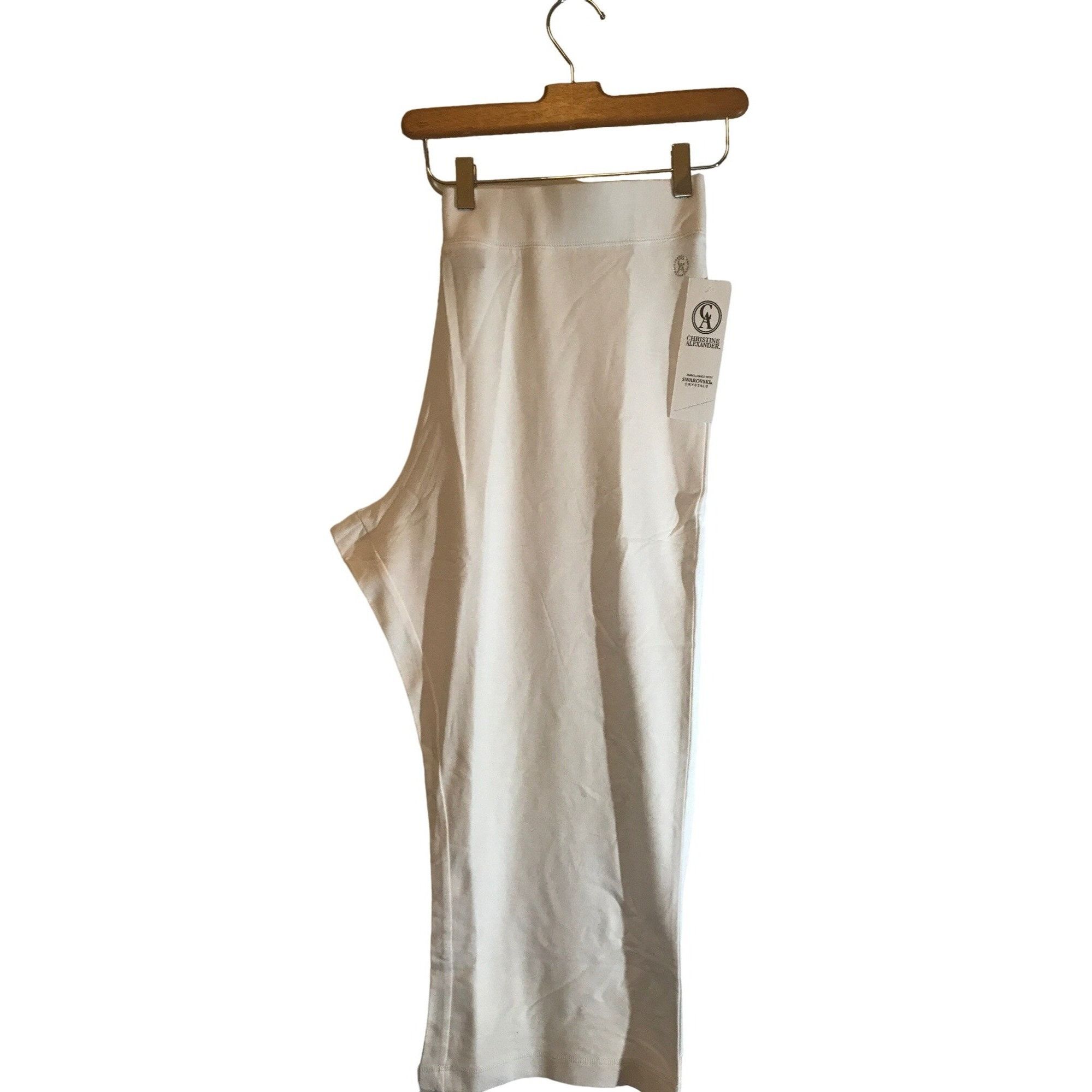 Designer Christine Alexander XXL Large White Cotton Capri Pant Sweats Size 42" / US 20 - 3 Thumbnail