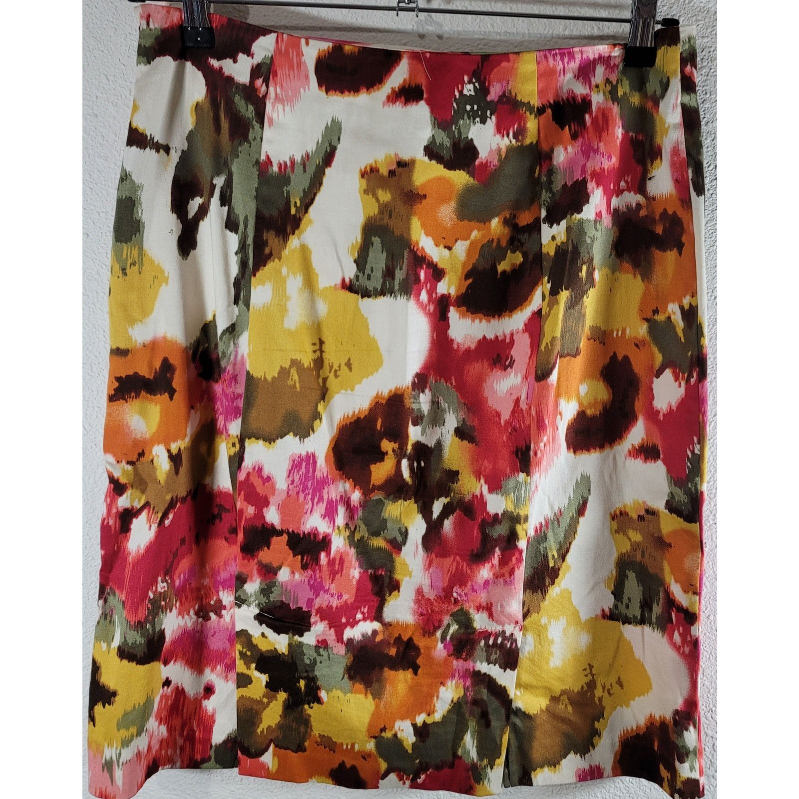 Other Sunny Leigh Green Pink Abstract Pencil Skirt 10 Ruched Size 32" / US 10 / IT 46 - 5 Thumbnail