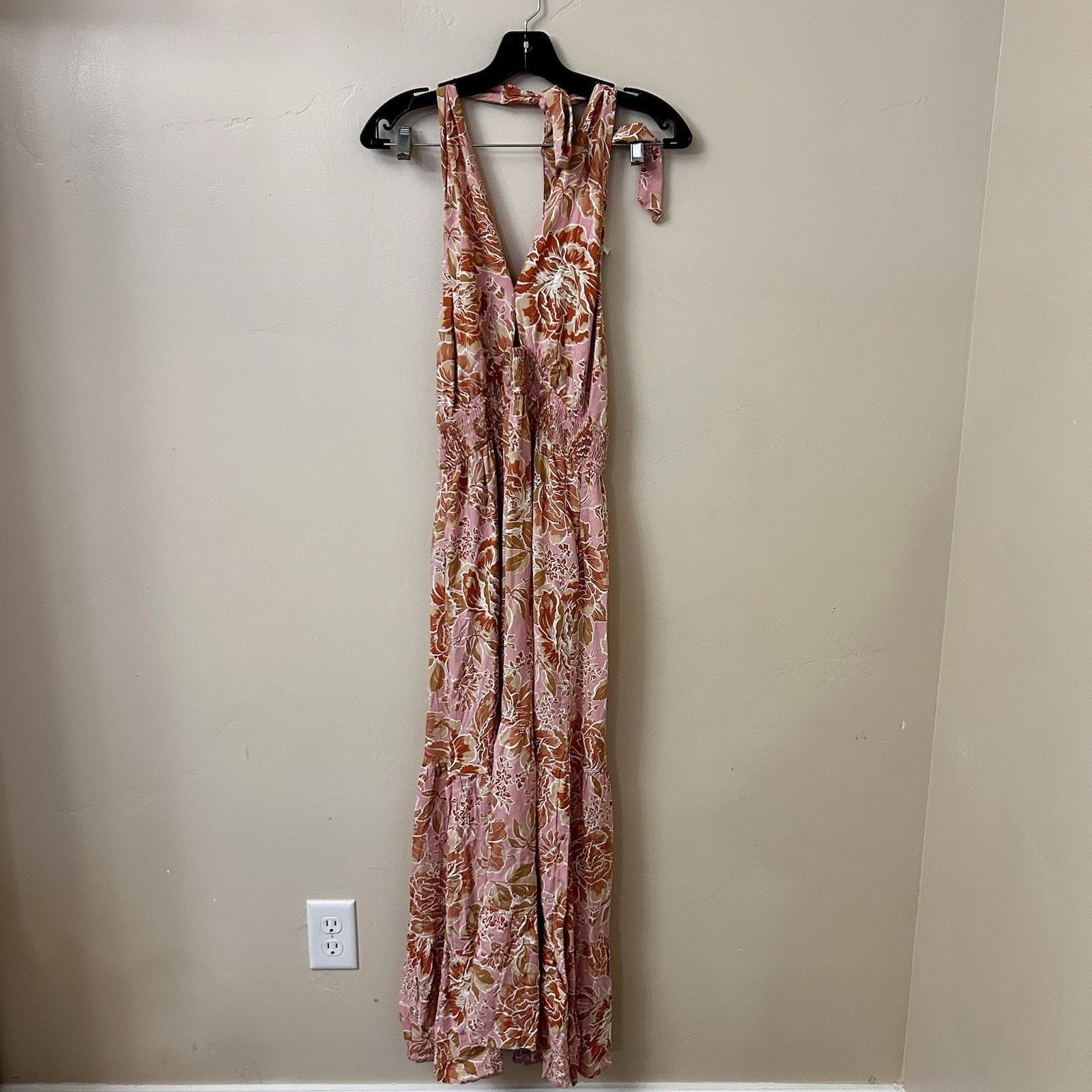 Other Women's Zesica Peach Floral Halter Maxi Sundress Sz L Size L / US 10 / IT 46 - 1 Thumbnail