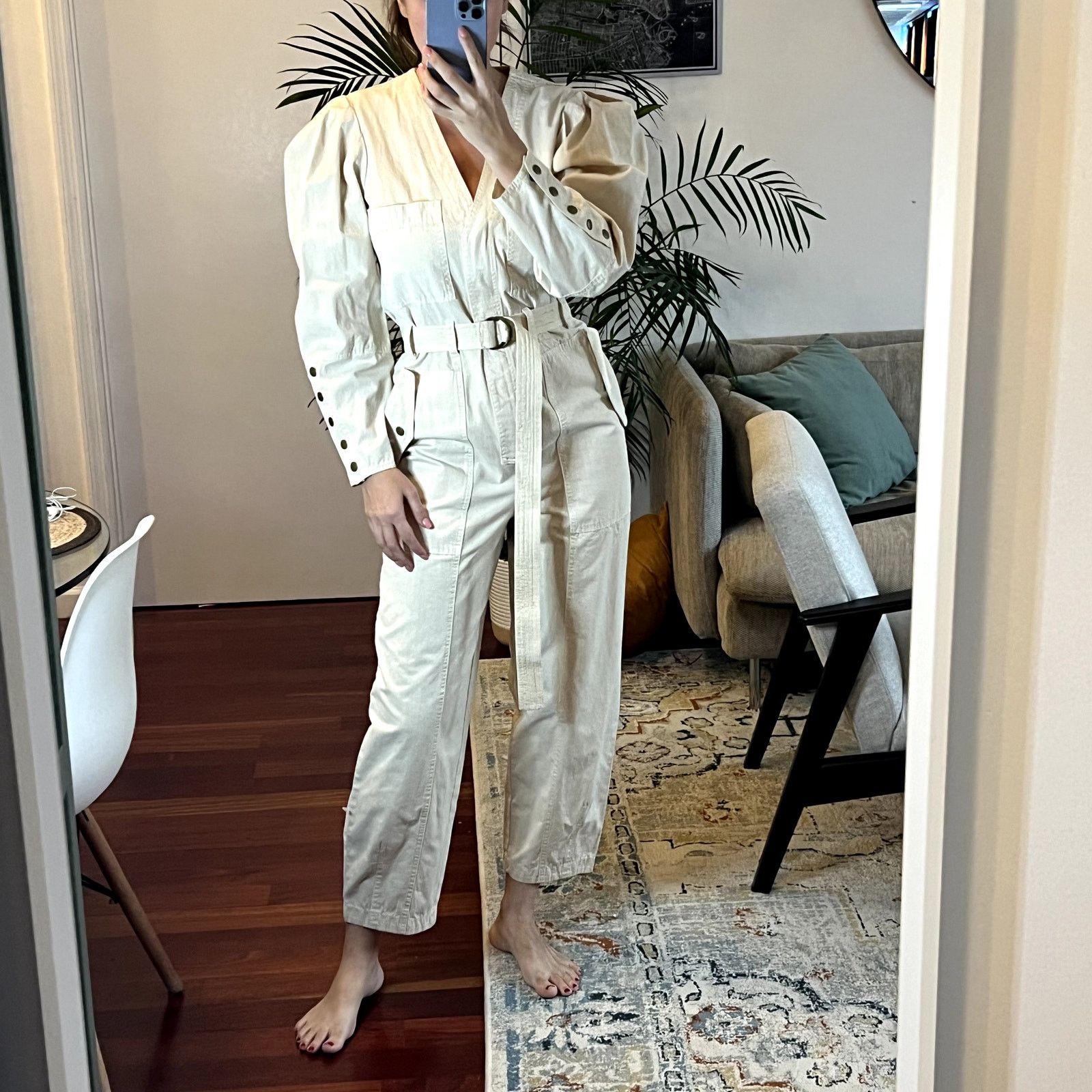 Ulla Johnson Ulla Johnson Levi Jumpsuit Brazilian Sand Size 2 100% cotton Size 26" / US 2 / IT 38 - 1 Thumbnail