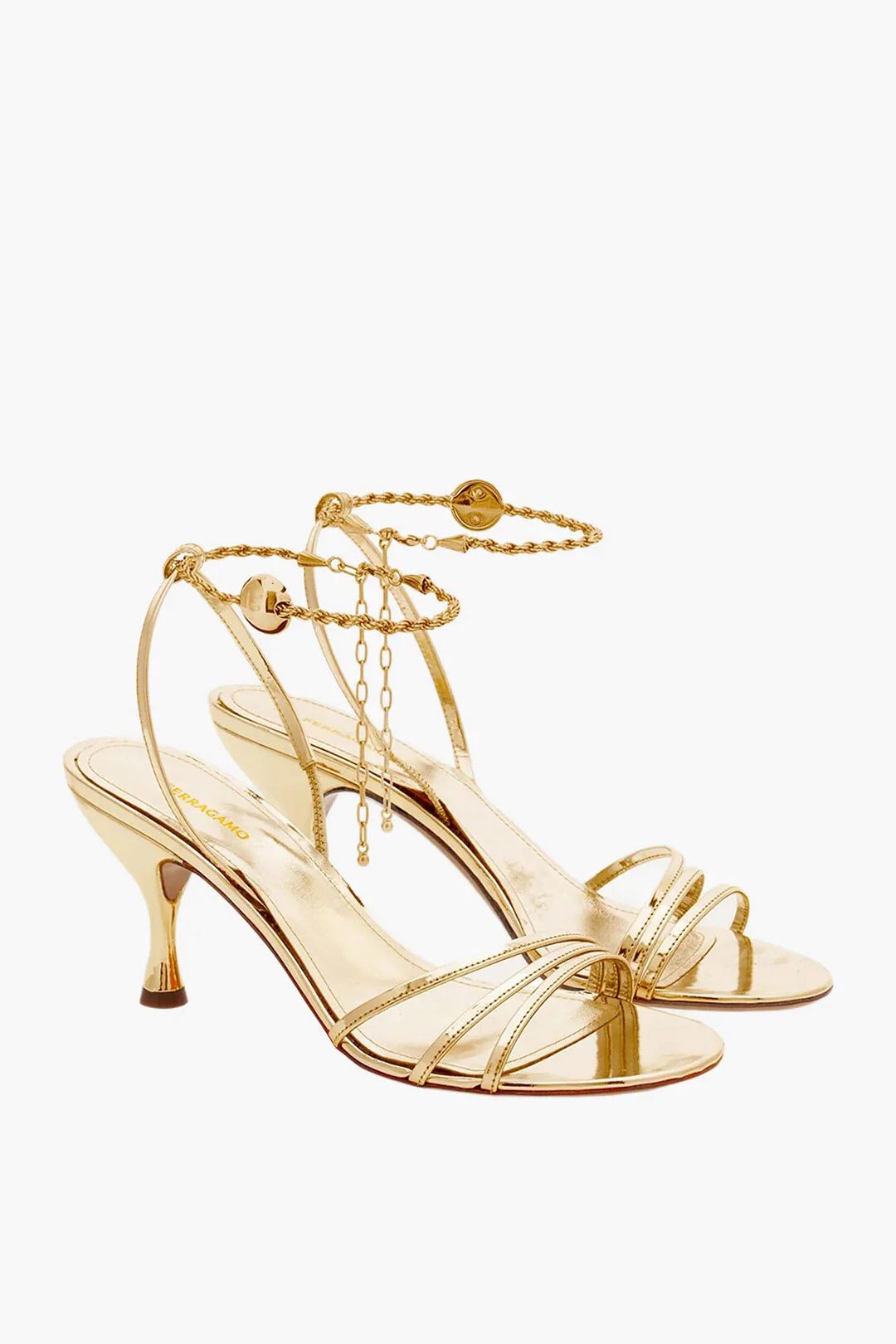 Salvatore Ferragamo og1mm0426 Lamé Leather Slingback Sandals in Gold Size US 6 / IT 36 - 4 Thumbnail