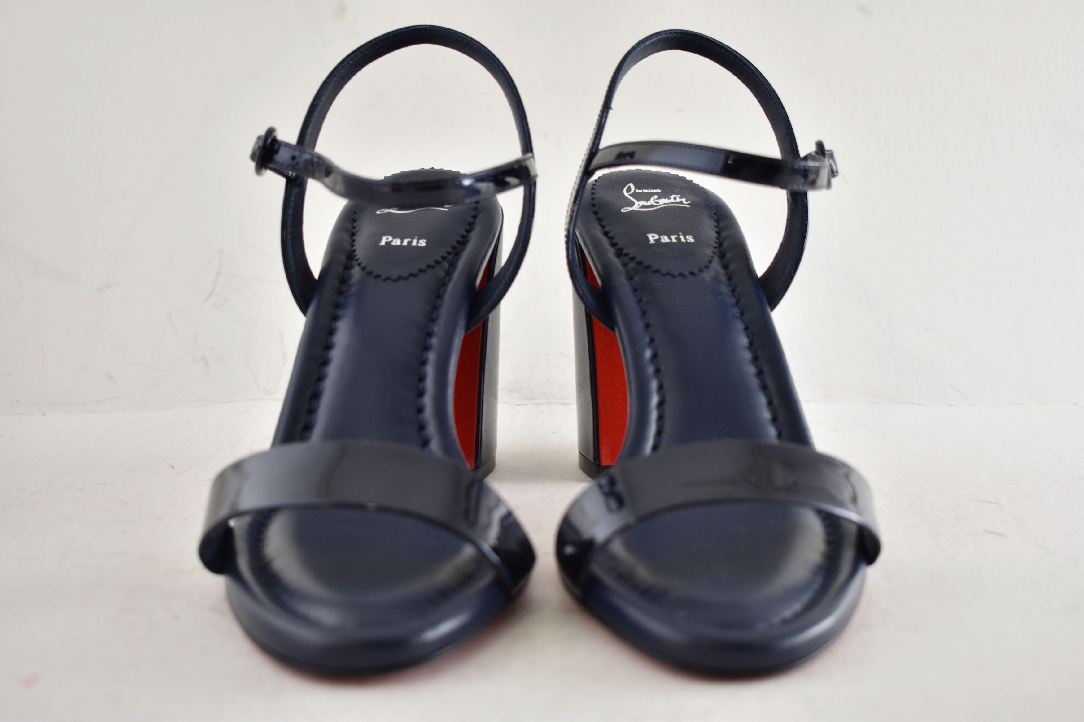 Christian Louboutin Miss Jane Sandal 85 Zaffiro Blue Ankle Strap Block Heel 40 Size US 10 / IT 40 - 9 Thumbnail