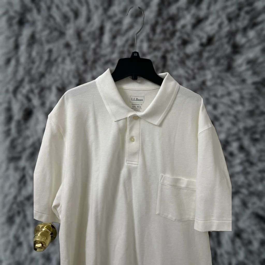 Vintage LL Bean Double L Polo Shirt Mens 2XL White Pocket Traditional S/S cotton 300457 Size US XXL / EU 58 / 5 - 1 Thumbnail