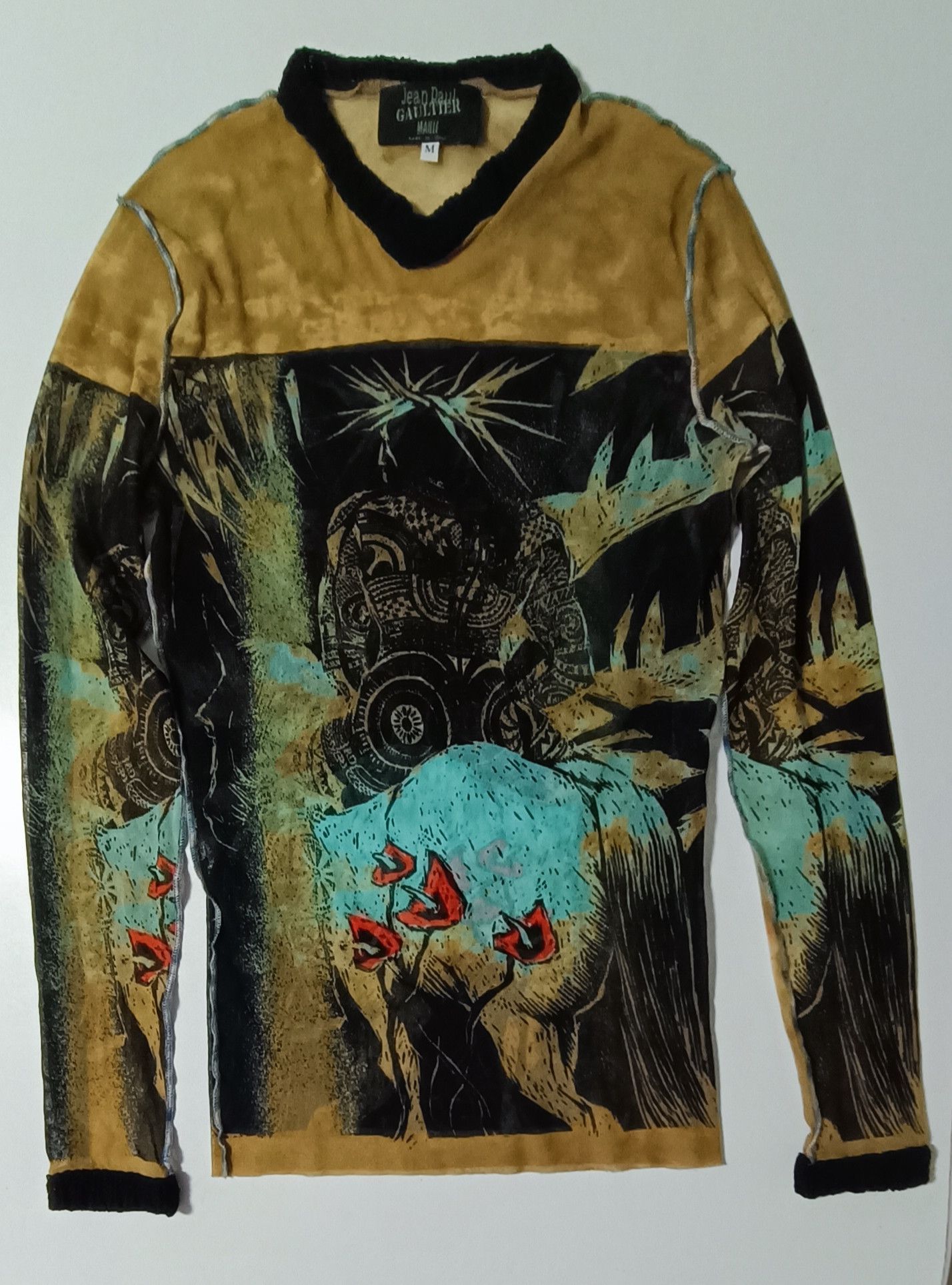 Jean Paul Gaultier 90's - archive - tribal man silhouette mesh top Size M / US 6-8 / IT 42-44 - 1 Thumbnail