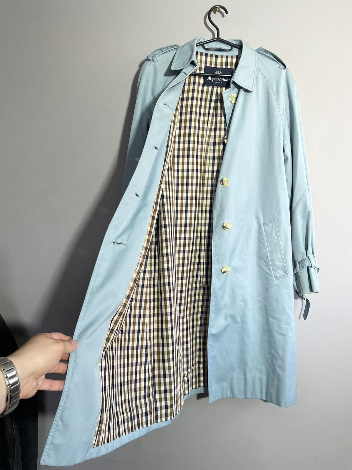 Aquascutum × Vintage Luxury Aquascutum Blue Trench Coat size 8R Size S / US 4 / IT 40 - 16 Thumbnail