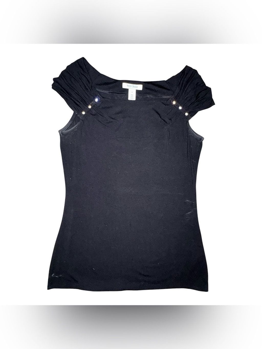 White House Black Market White House Black Market Elegant Black Cap Sleeve Top- Mediu Size M / US 6-8 / IT 42-44 - 3 Thumbnail